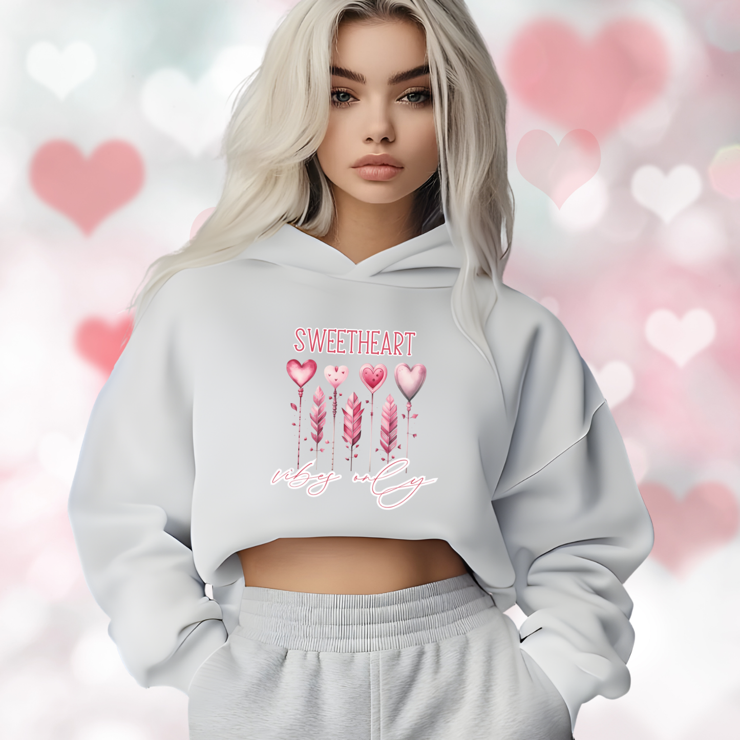 Sweetheart Vibes Only Crop Hoodie