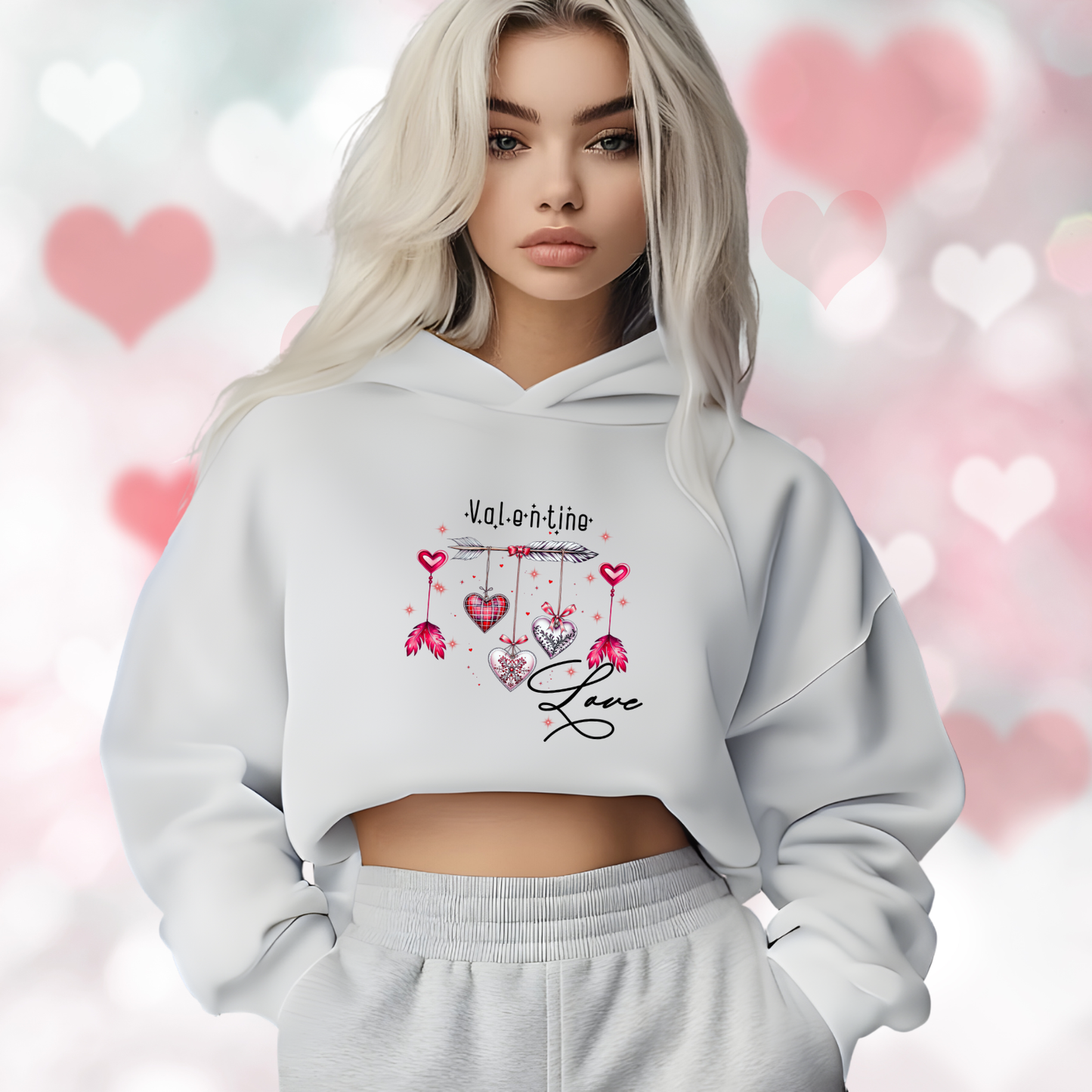 Valentine Love Crop Hoodie