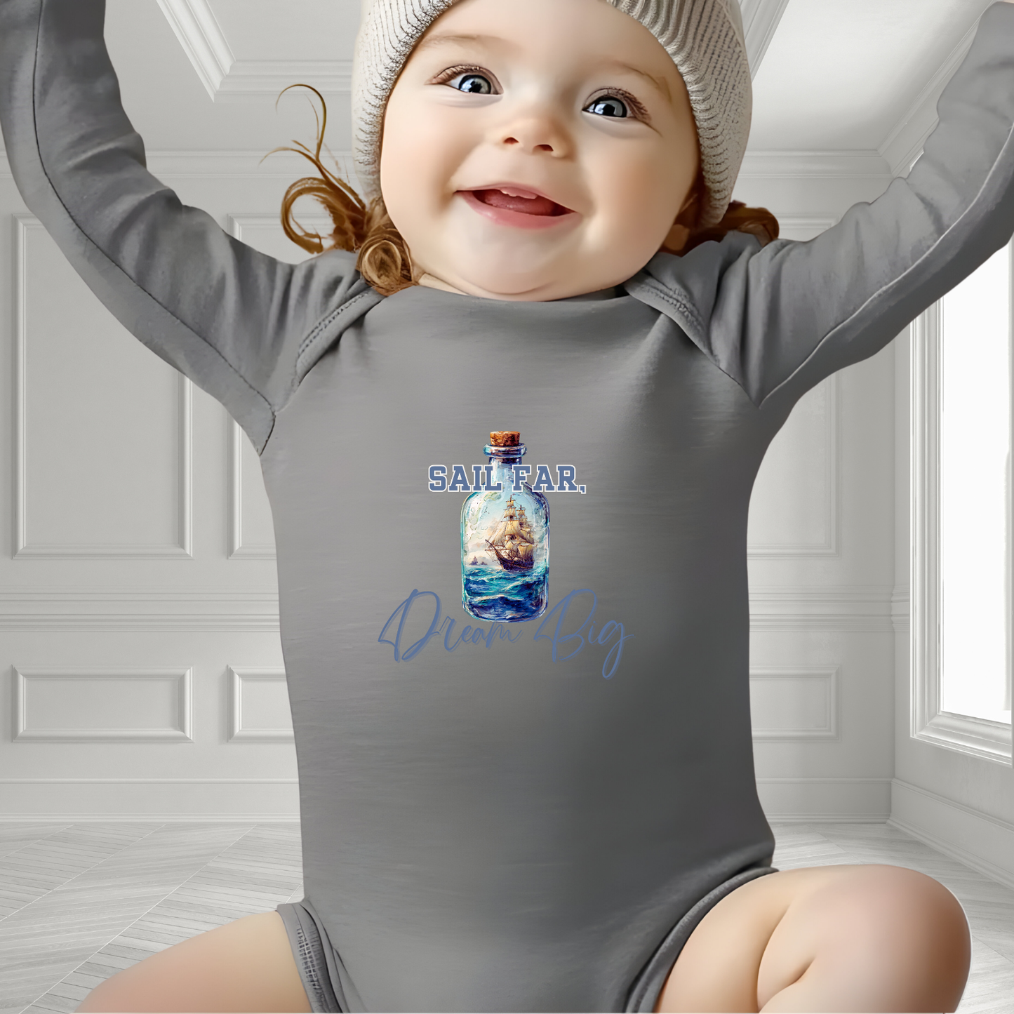 Sail Far, Dream Big Infant Long Sleeve Onesie