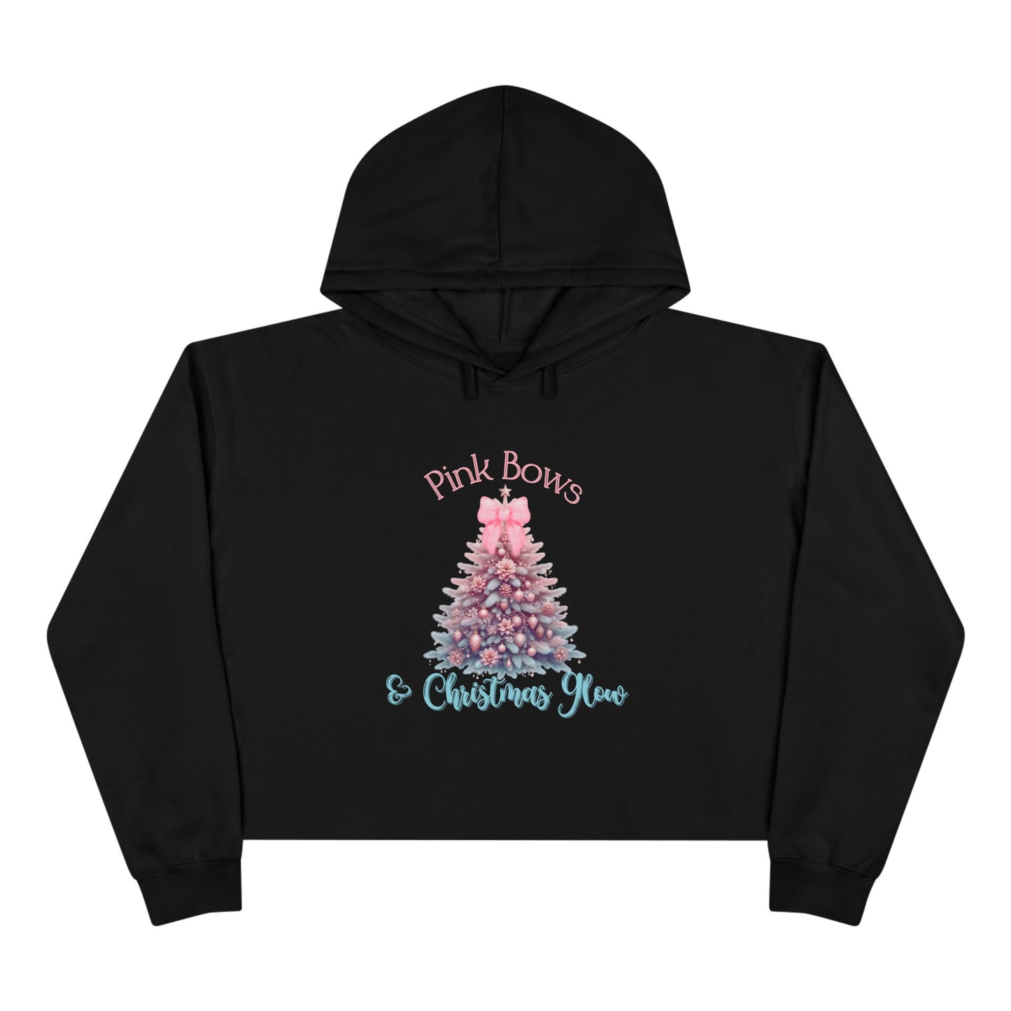 Pink Bows & Christmas Glow Crop Hoodie