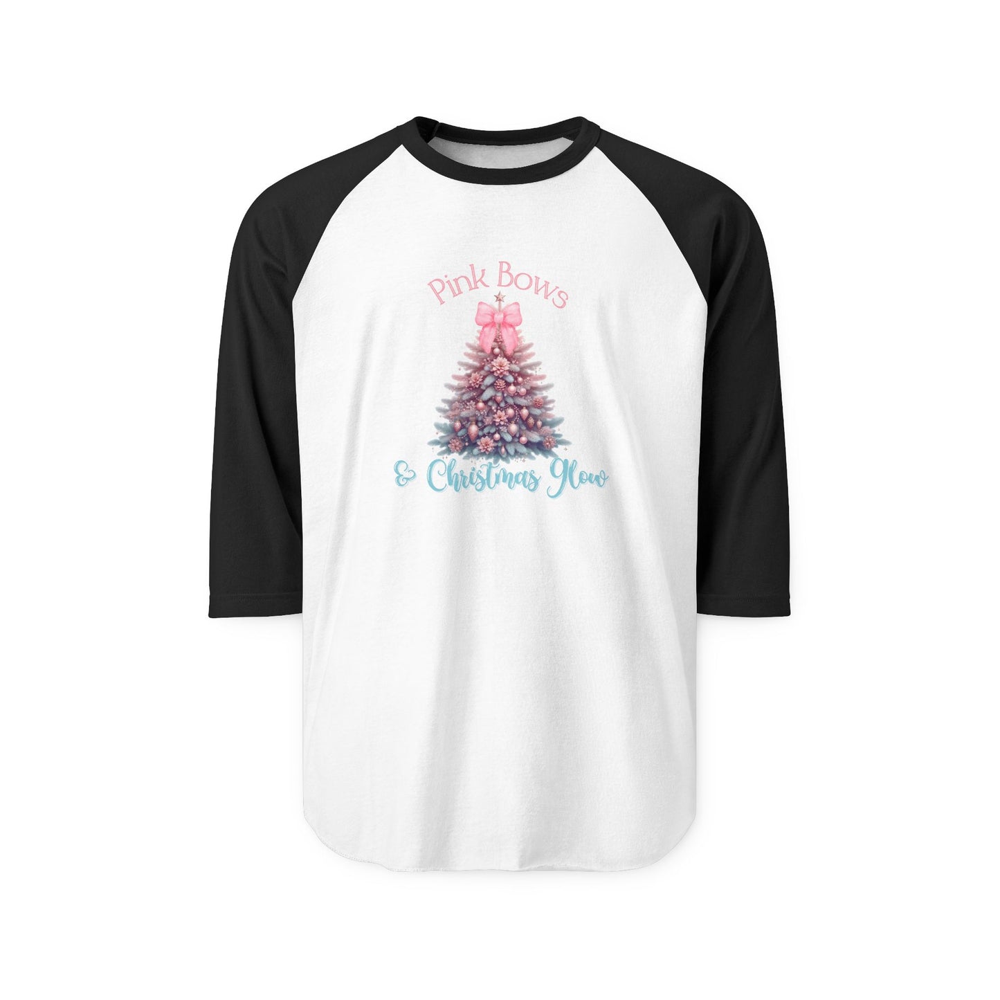 Pink Bows & Christmas Glow Baseball Tee
