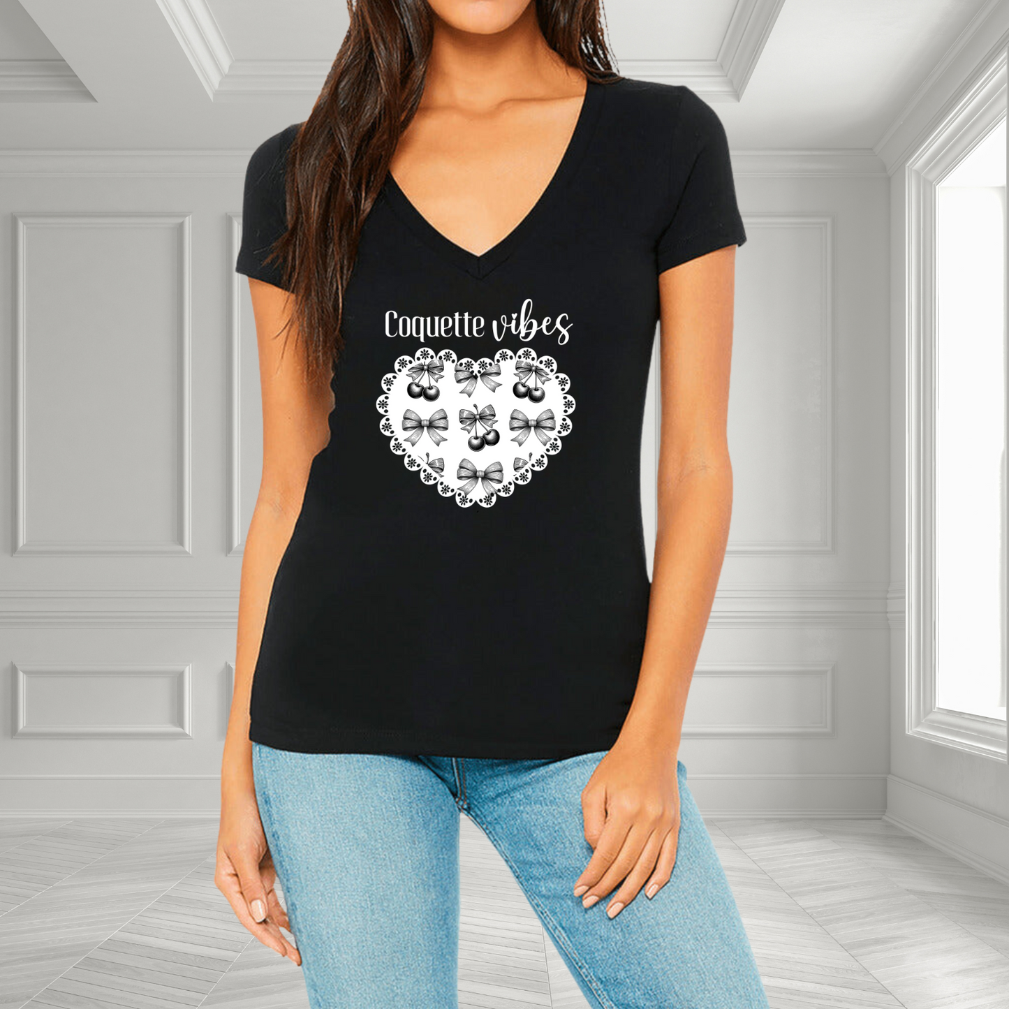 Coquette Vibes V-Neck T-Shirt