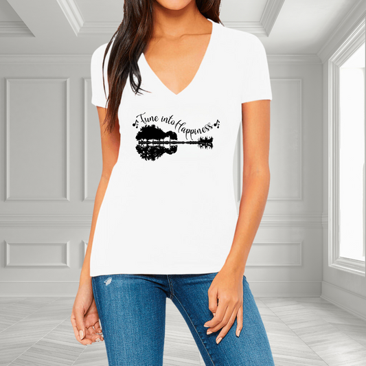 Tune into Happiness V-Neck T-Shirt