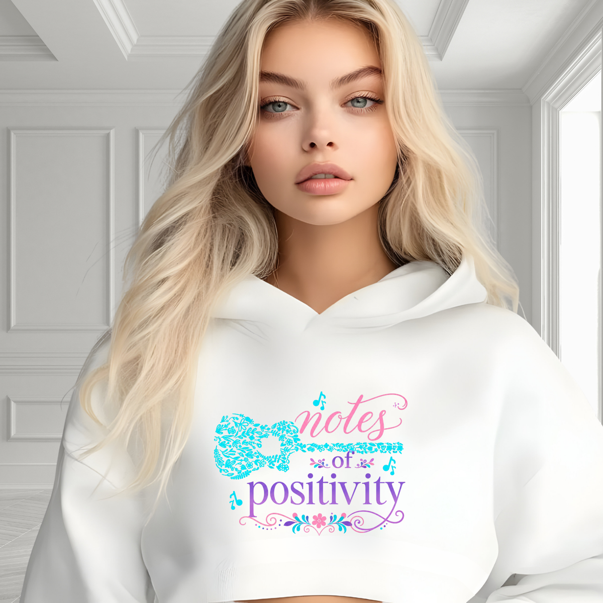 Notes Of Positivity Crop Hoodie