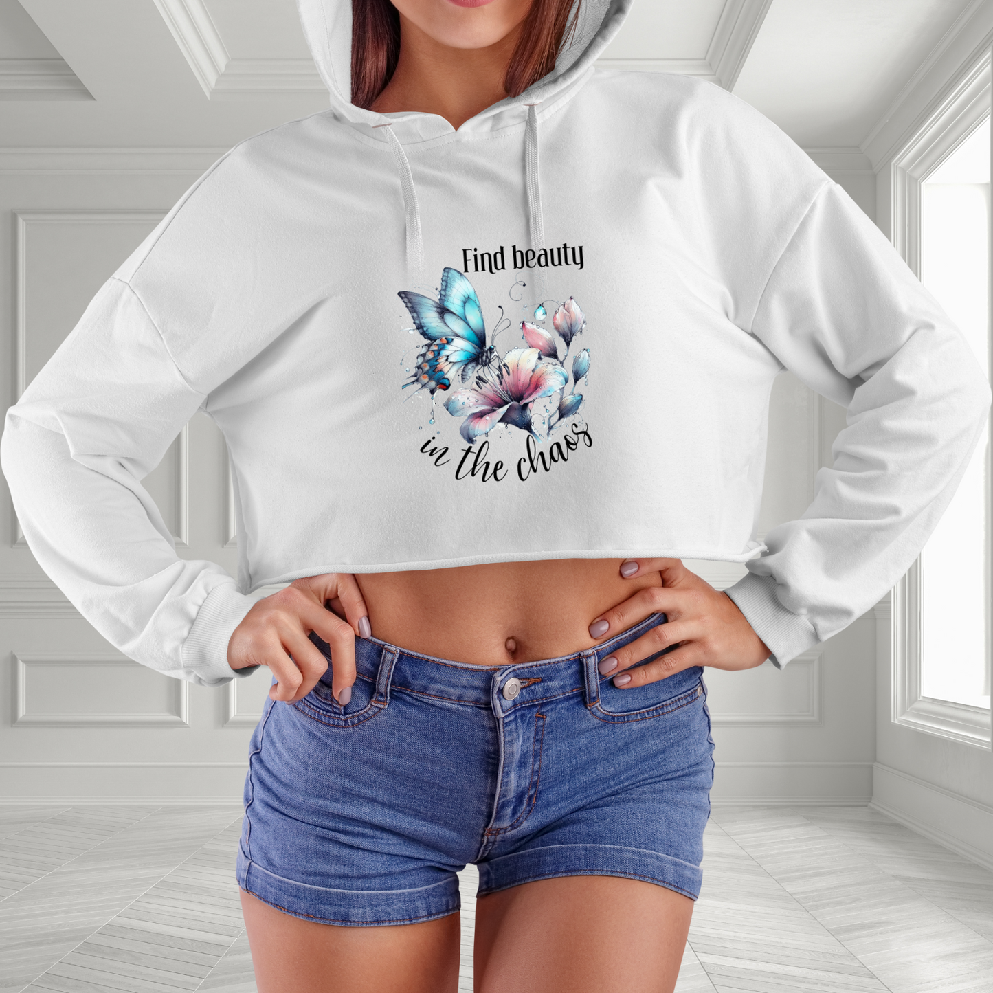Find Beauty In The Chaos Crop Hoodie