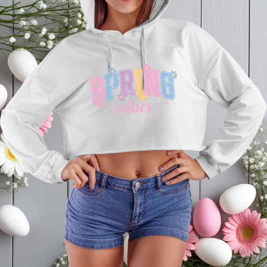 Varsity Spring Vibes Crop Hoodie