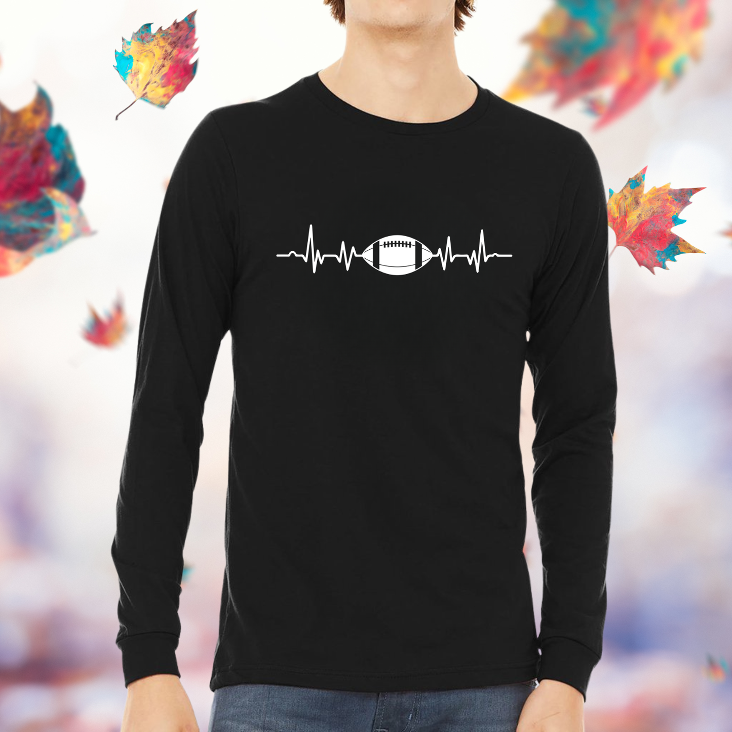Football Heartbeat Long Sleeve Tee