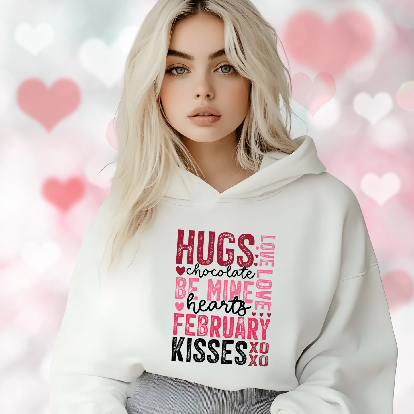 Valentine Typography Crop Hoodie