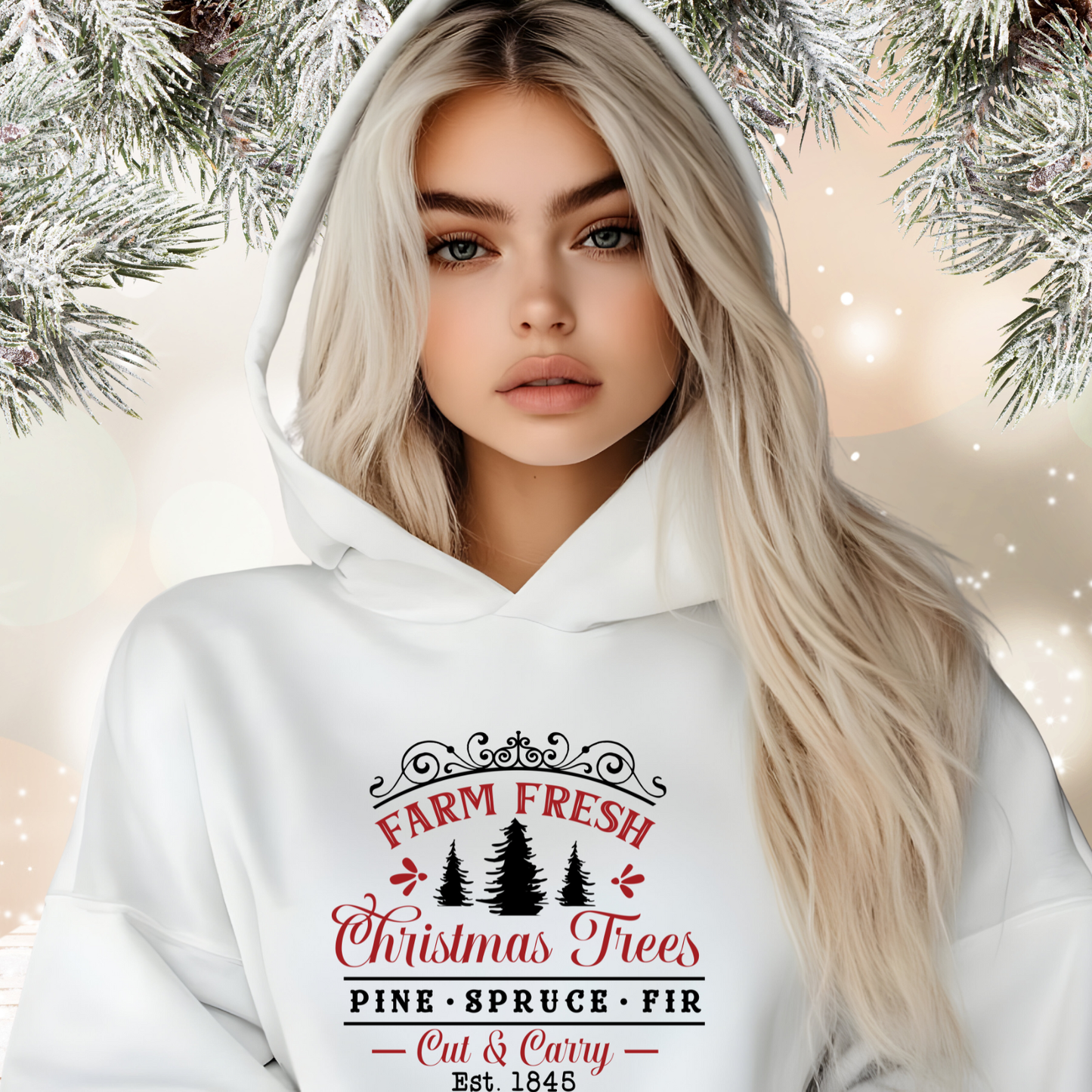 Farm Fresh Christmas Trees Crop Hoodie