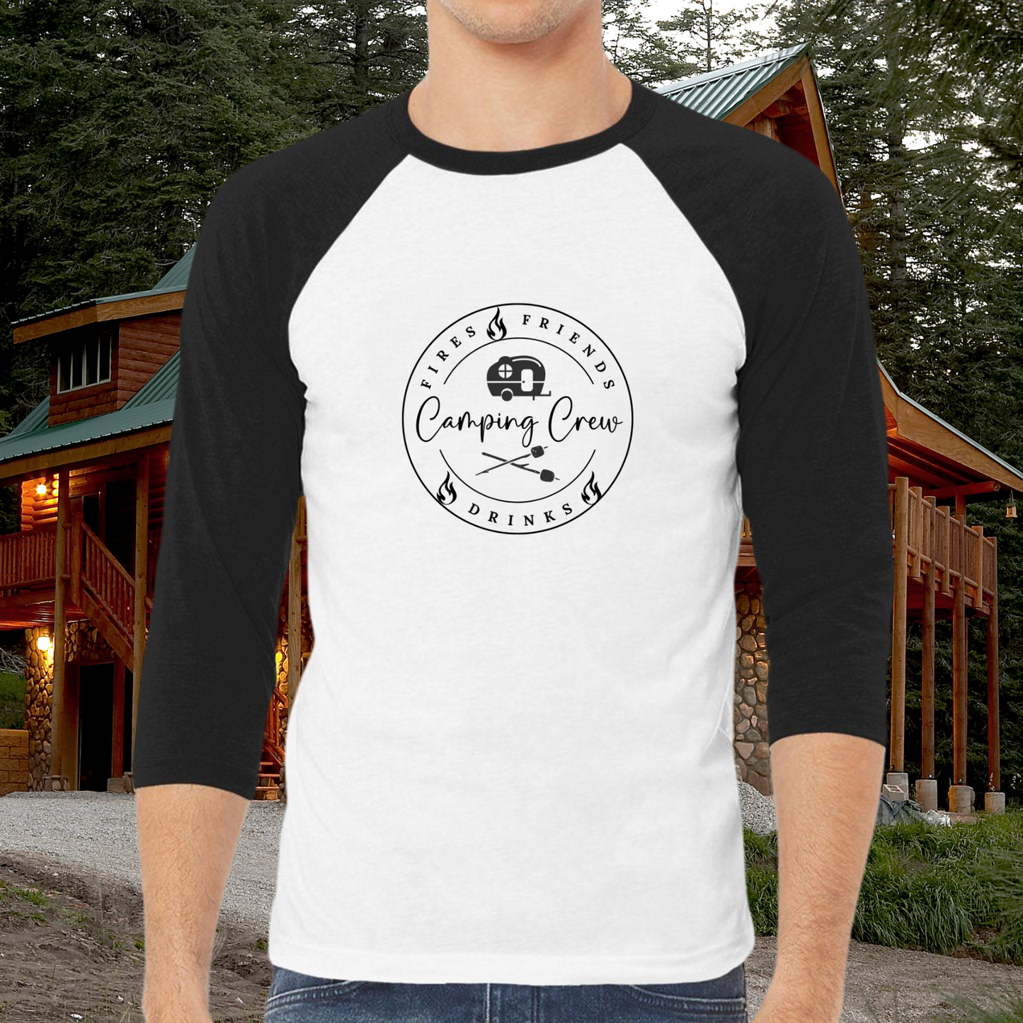 Camping Crew Friends Baseball Tee