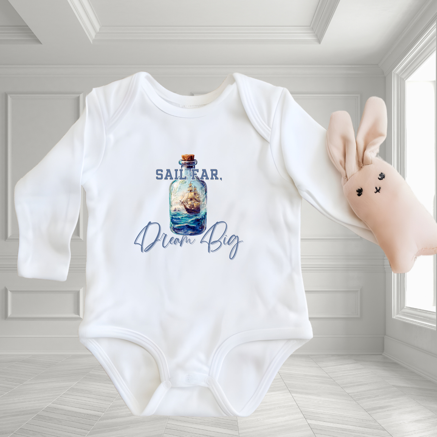Sail Far, Dream Big Infant Long Sleeve Onesie