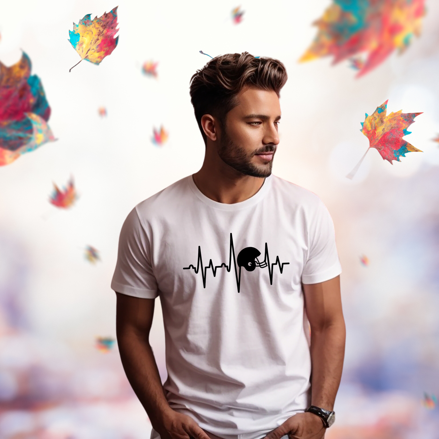 Football Helmet Heartbeat T-Shirt