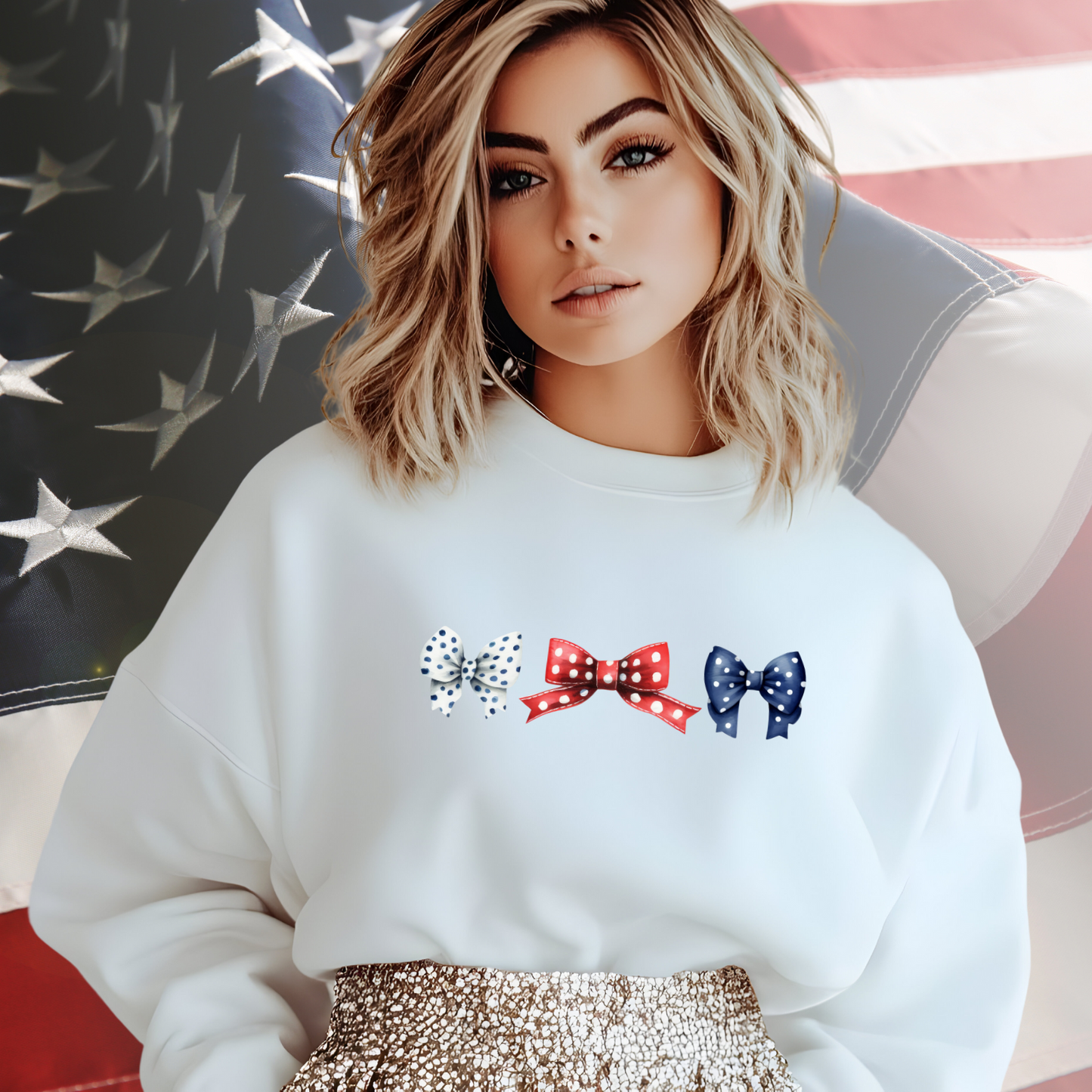 Patriotic Bows Crewneck Sweatshirt