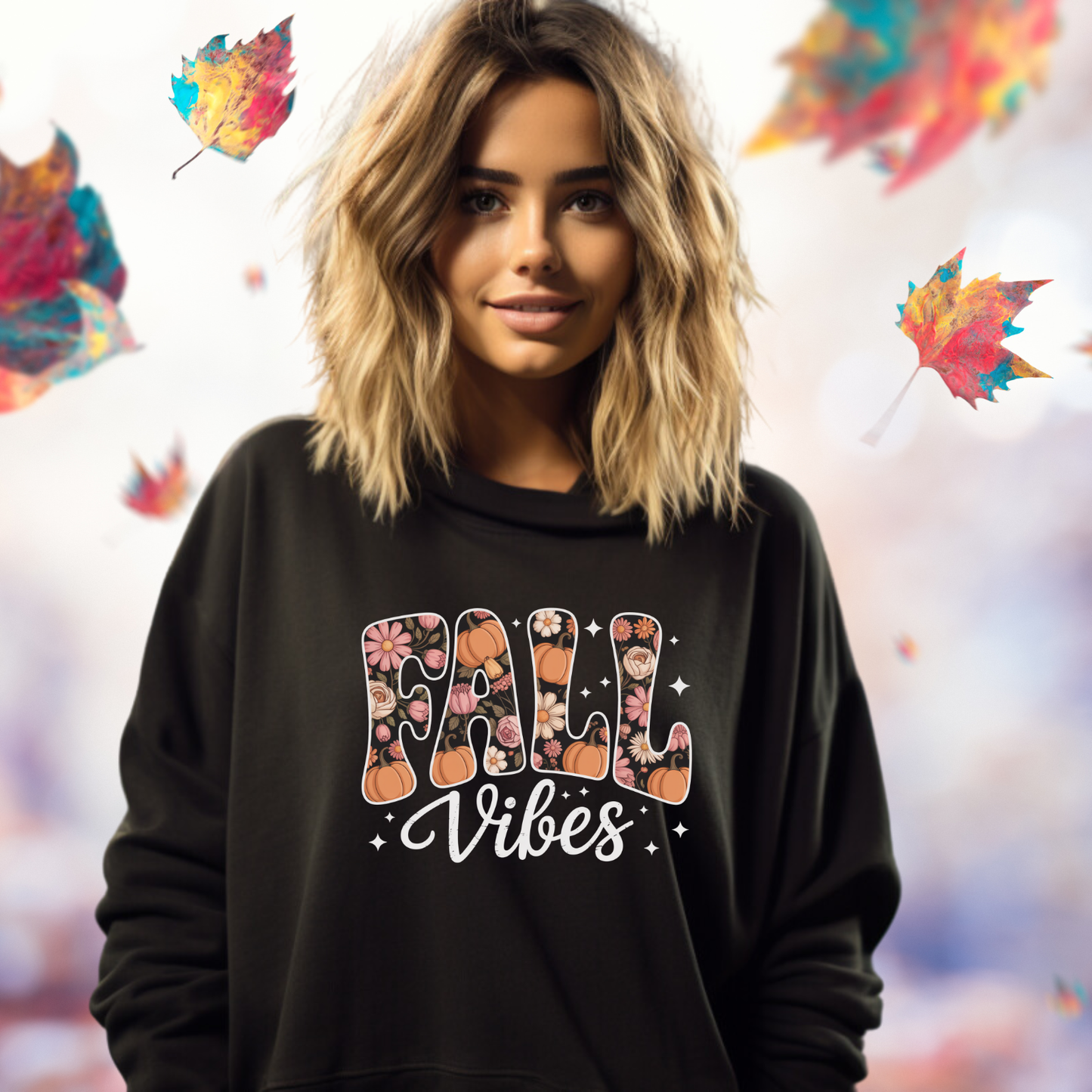 Fall Vibes Floral Crewneck Sweatshirt