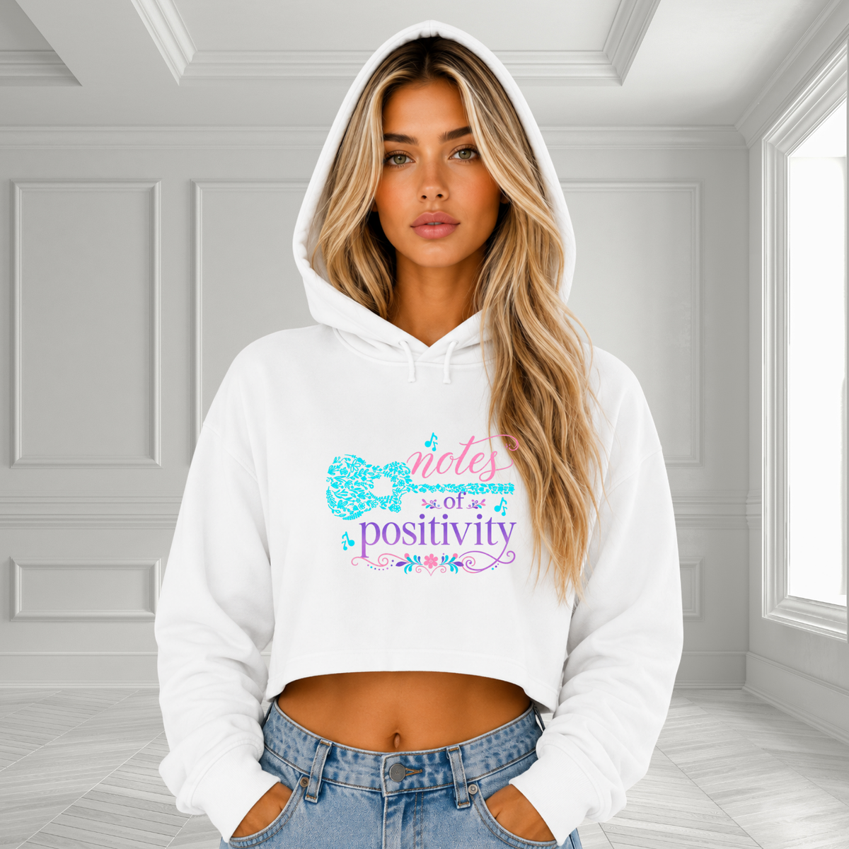 Notes Of Positivity Crop Hoodie