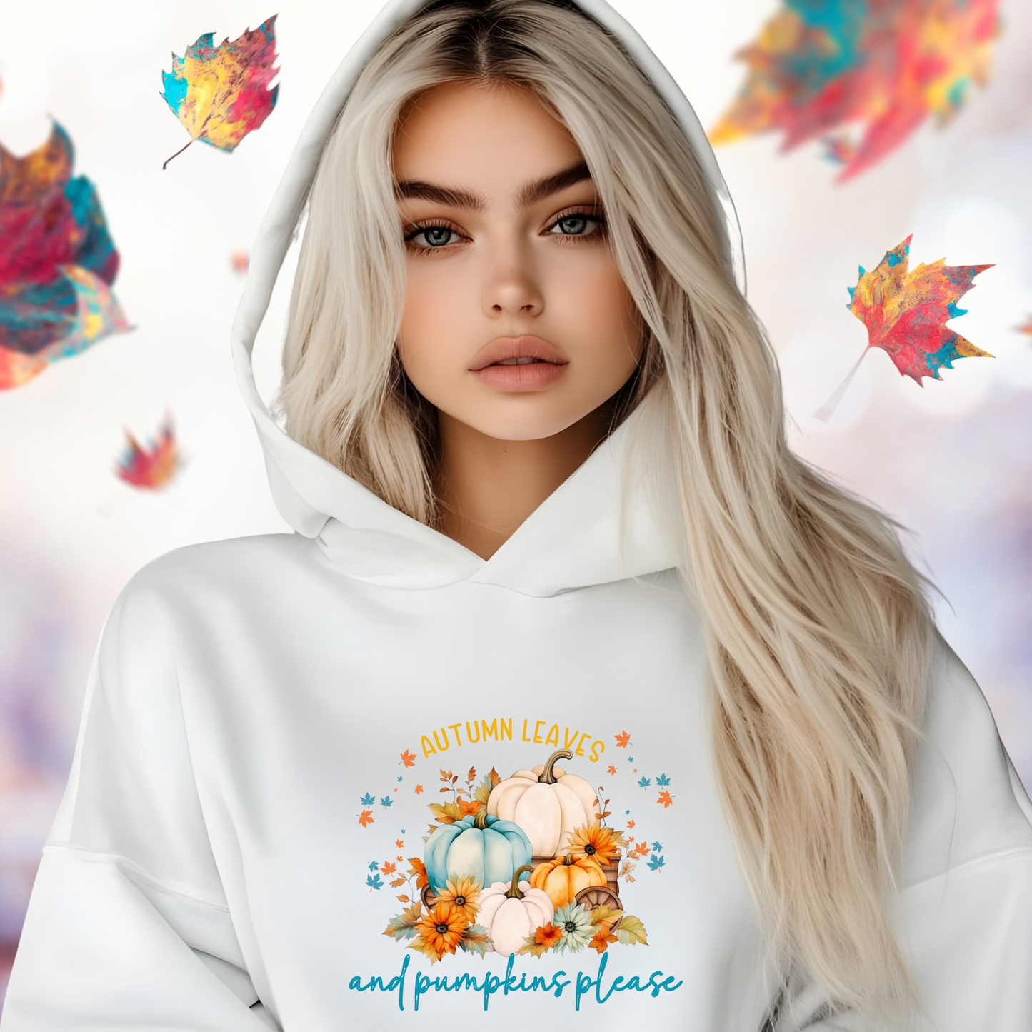 Autumn Leaves & Pumpkins Please Crop Hoodie