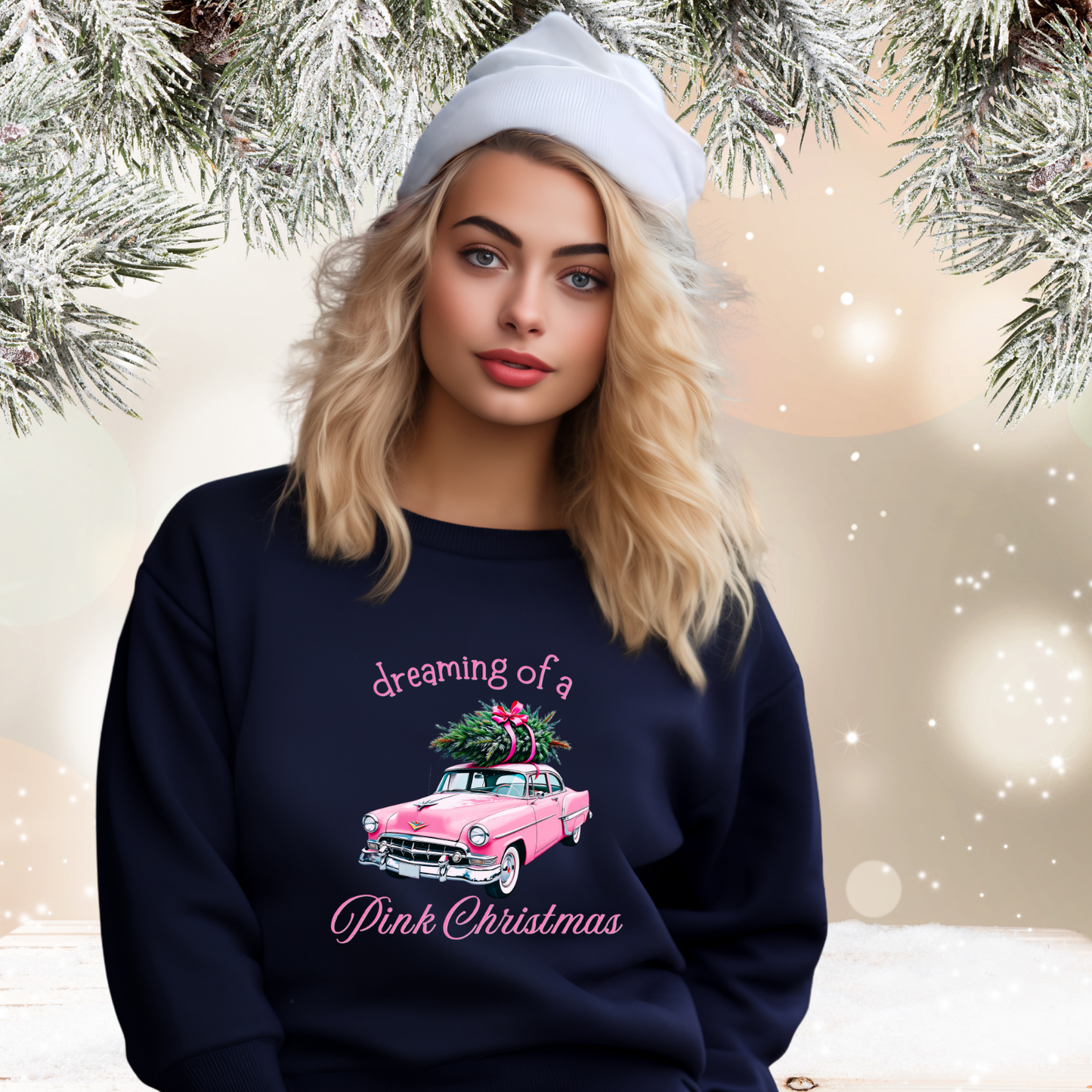 Dreaming Of A Pink Christmas Crewneck Sweatshirt
