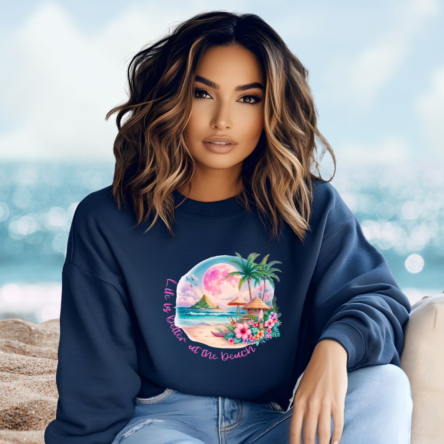 Life Is Better At The Beach Crewneck Sweatshirt