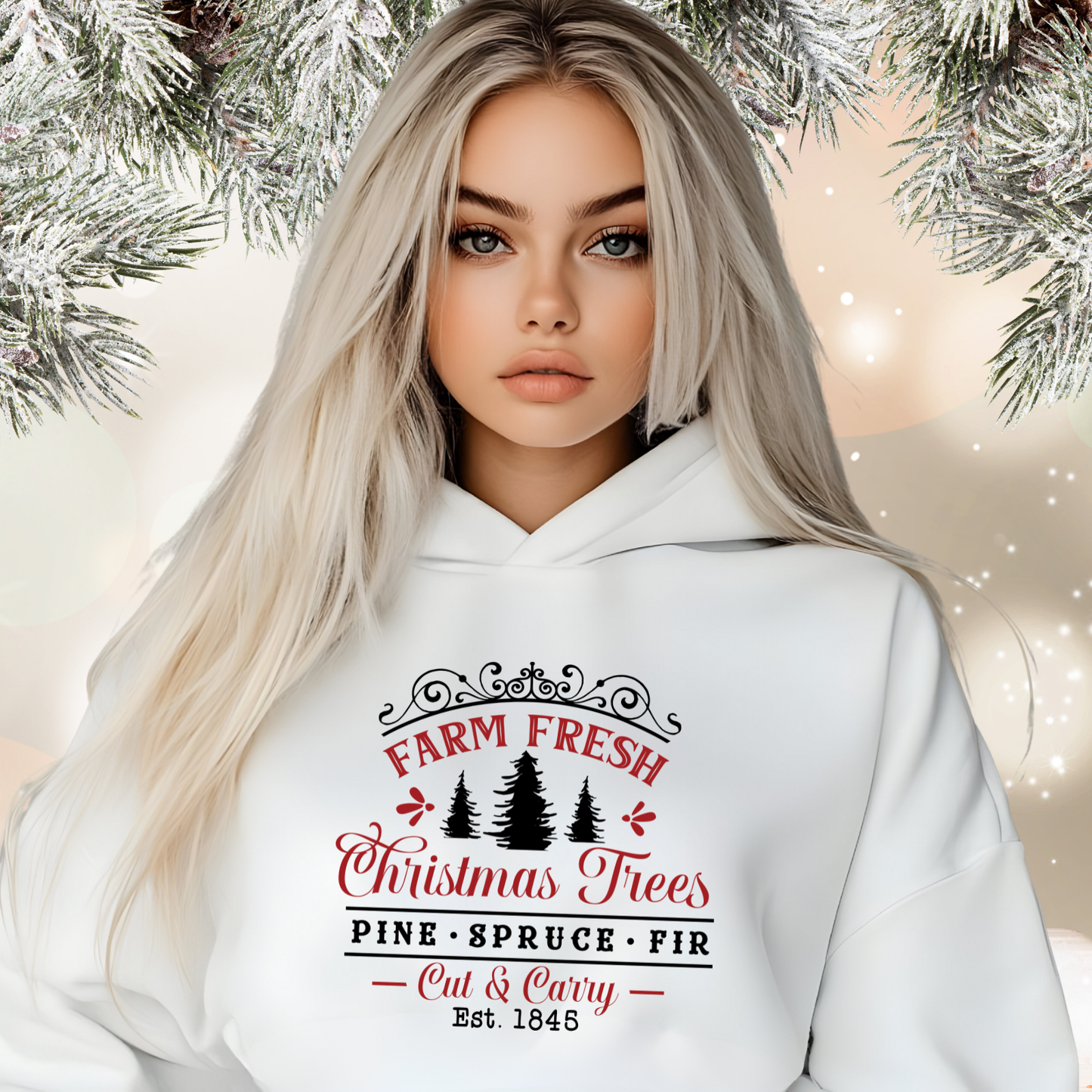 Farm Fresh Christmas Trees Crop Hoodie