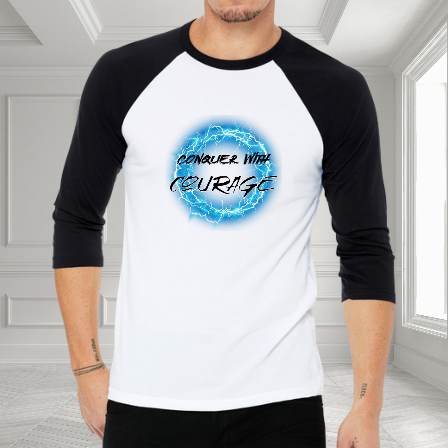 Conquer With Courage Baseball Tee