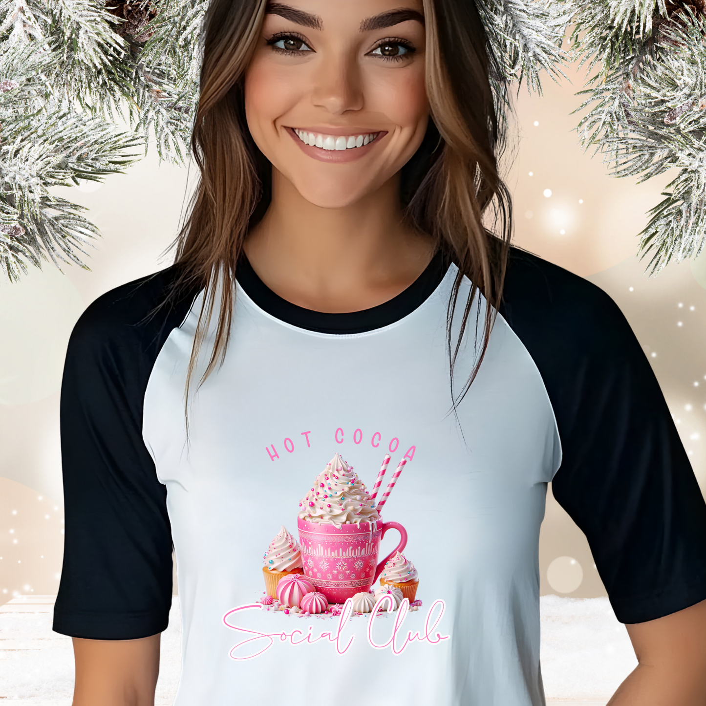 Hot Cocoa Social Club Baseball Tee
