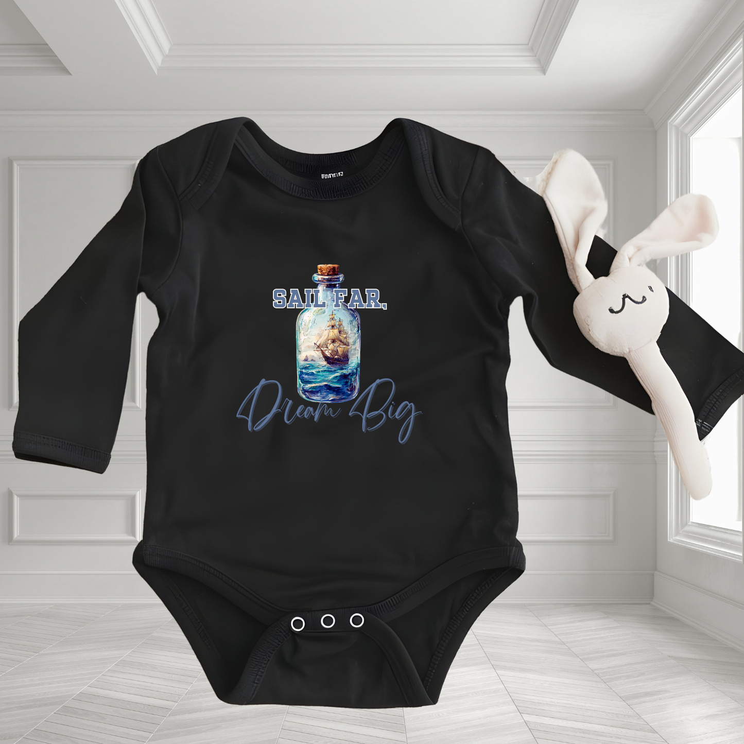 Sail Far, Dream Big Infant Long Sleeve Onesie
