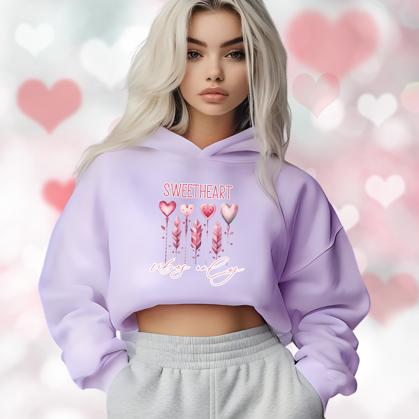 Sweetheart Vibes Only Crop Hoodie
