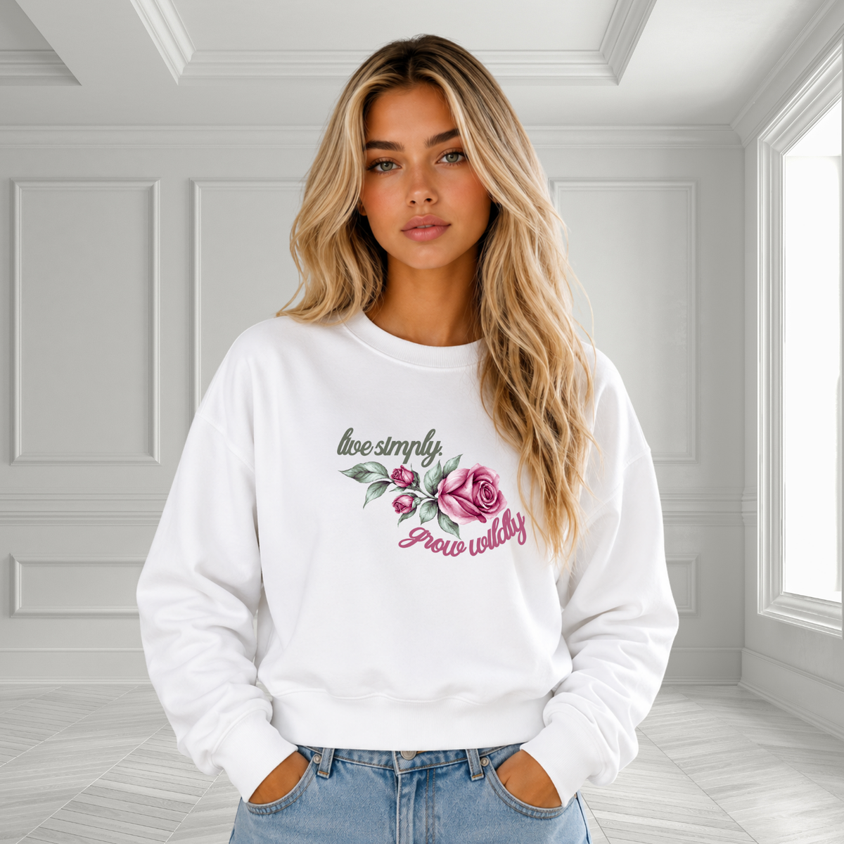 Live Simply, Grow Wildly Crewneck Sweatshirt