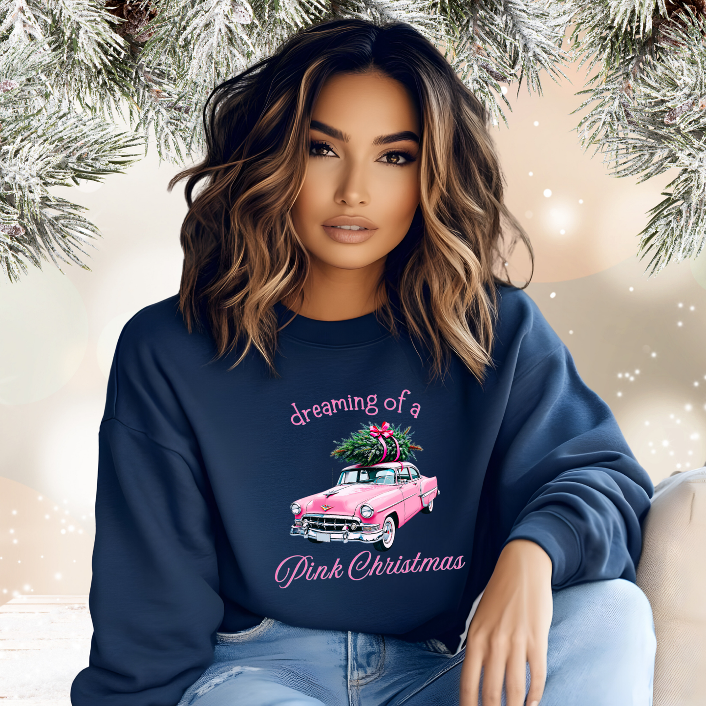 Dreaming Of A Pink Christmas Crewneck Sweatshirt