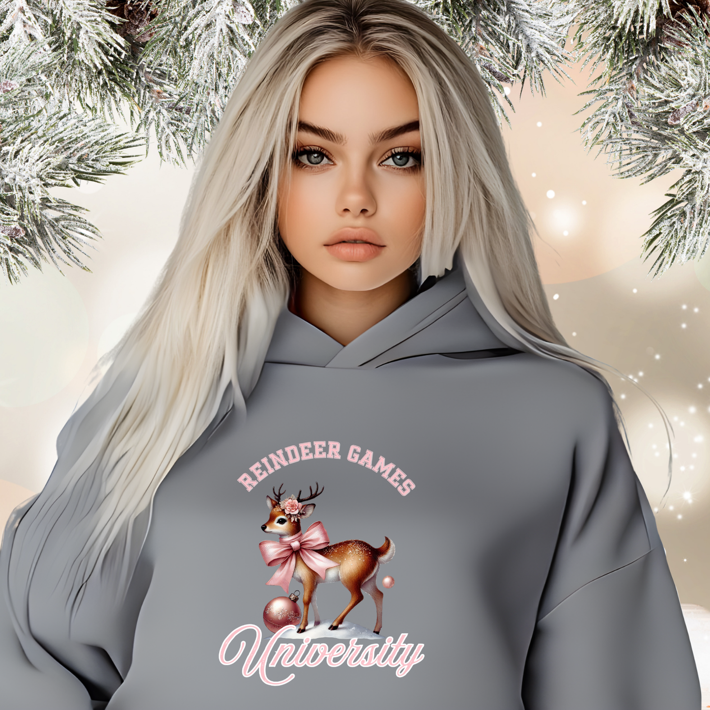 Reindeer Games University Crop Hoodie