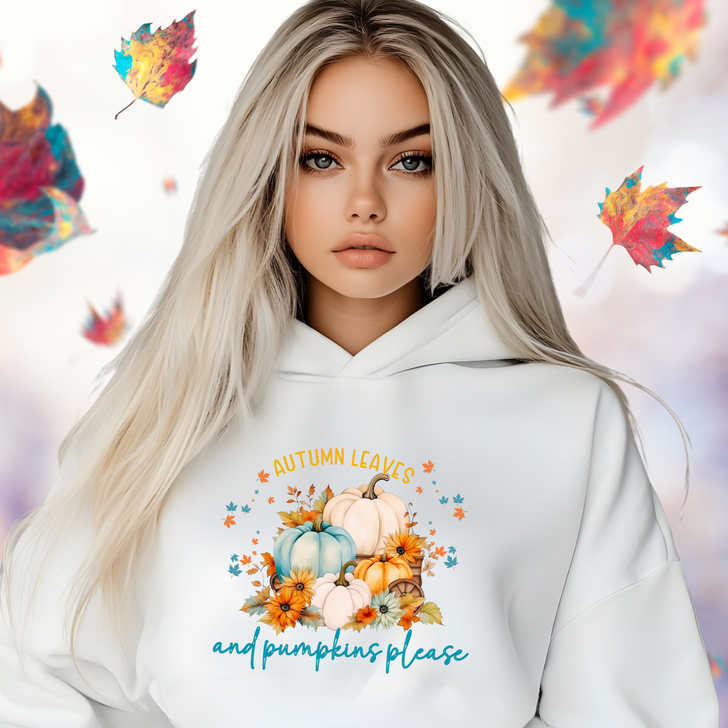 Autumn Leaves & Pumpkins Please Crop Hoodie