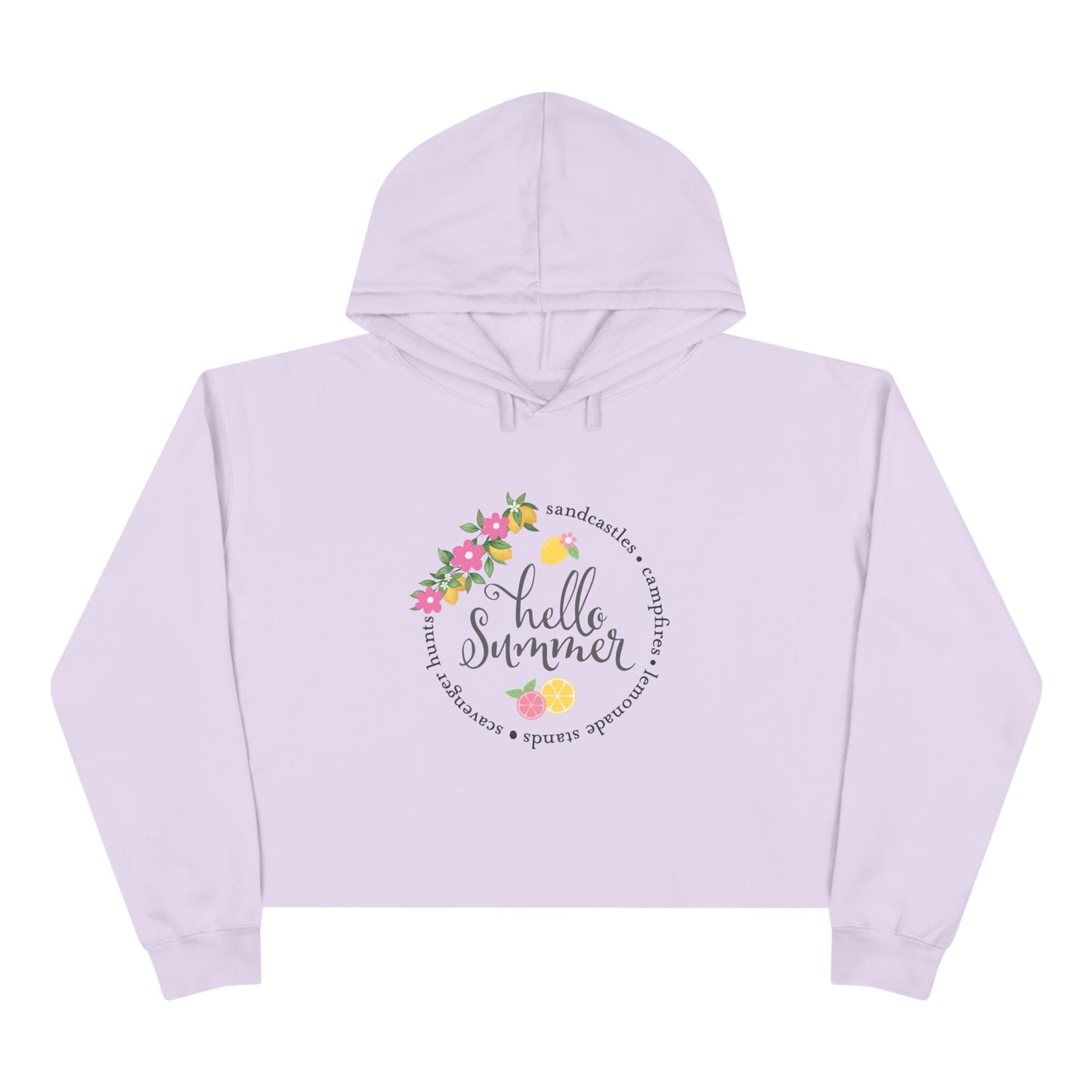 Hello Summer Sandcastles Crop Hoodie
