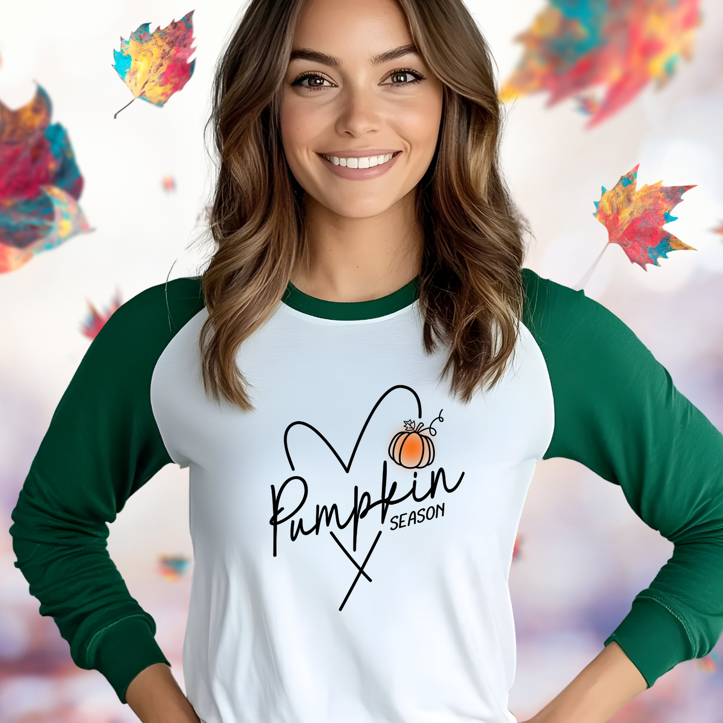 Pumpkin Season Heart Baseball Tee