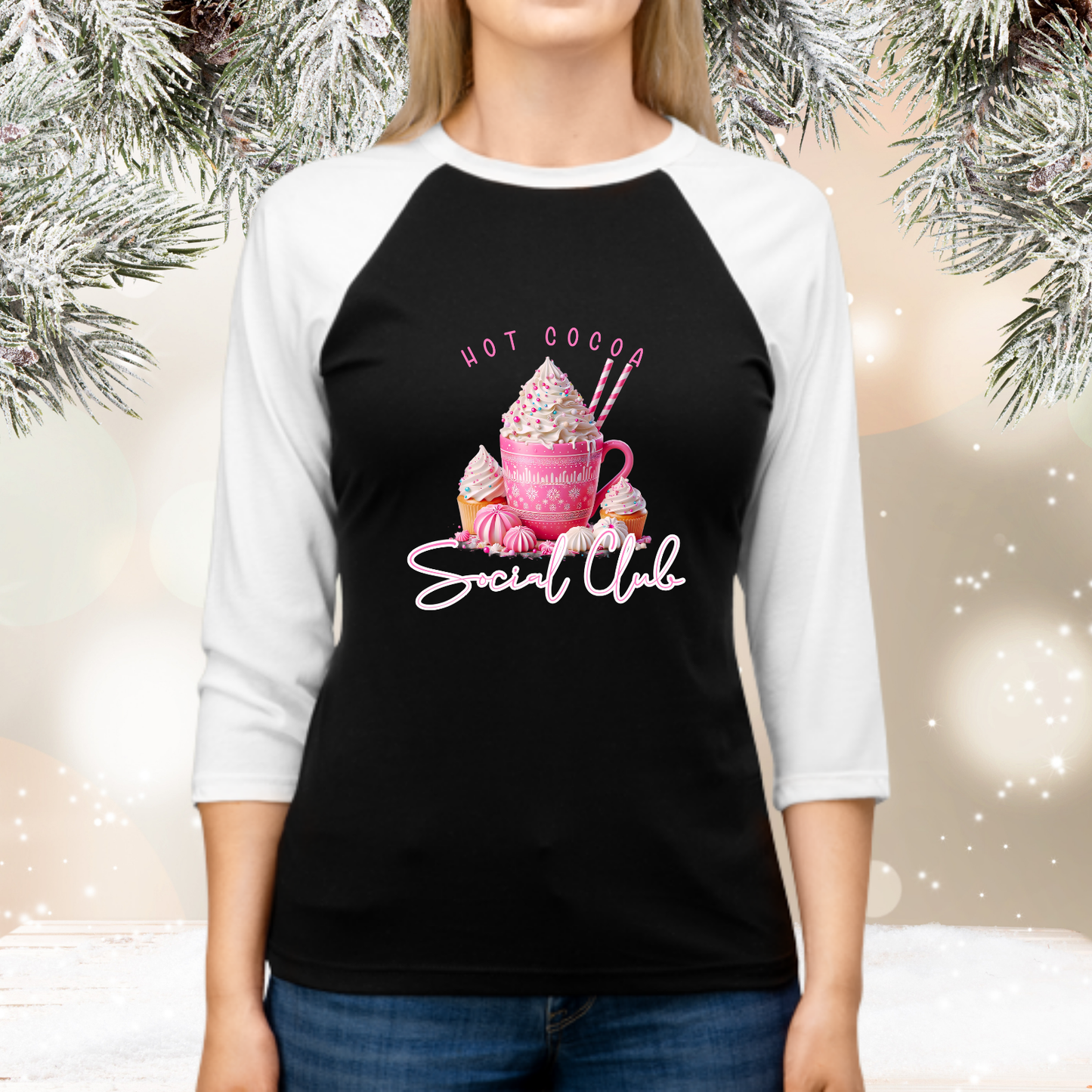 Hot Cocoa Social Club Baseball Tee
