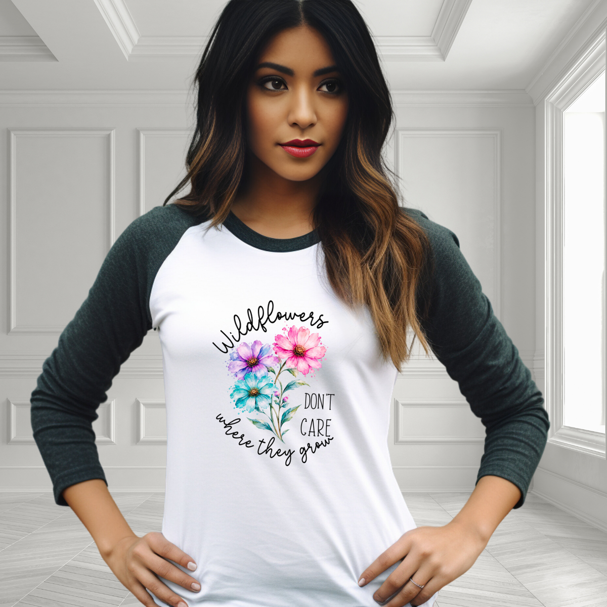 Wildflowers Don’t Care Where They Grow Baseball Tee