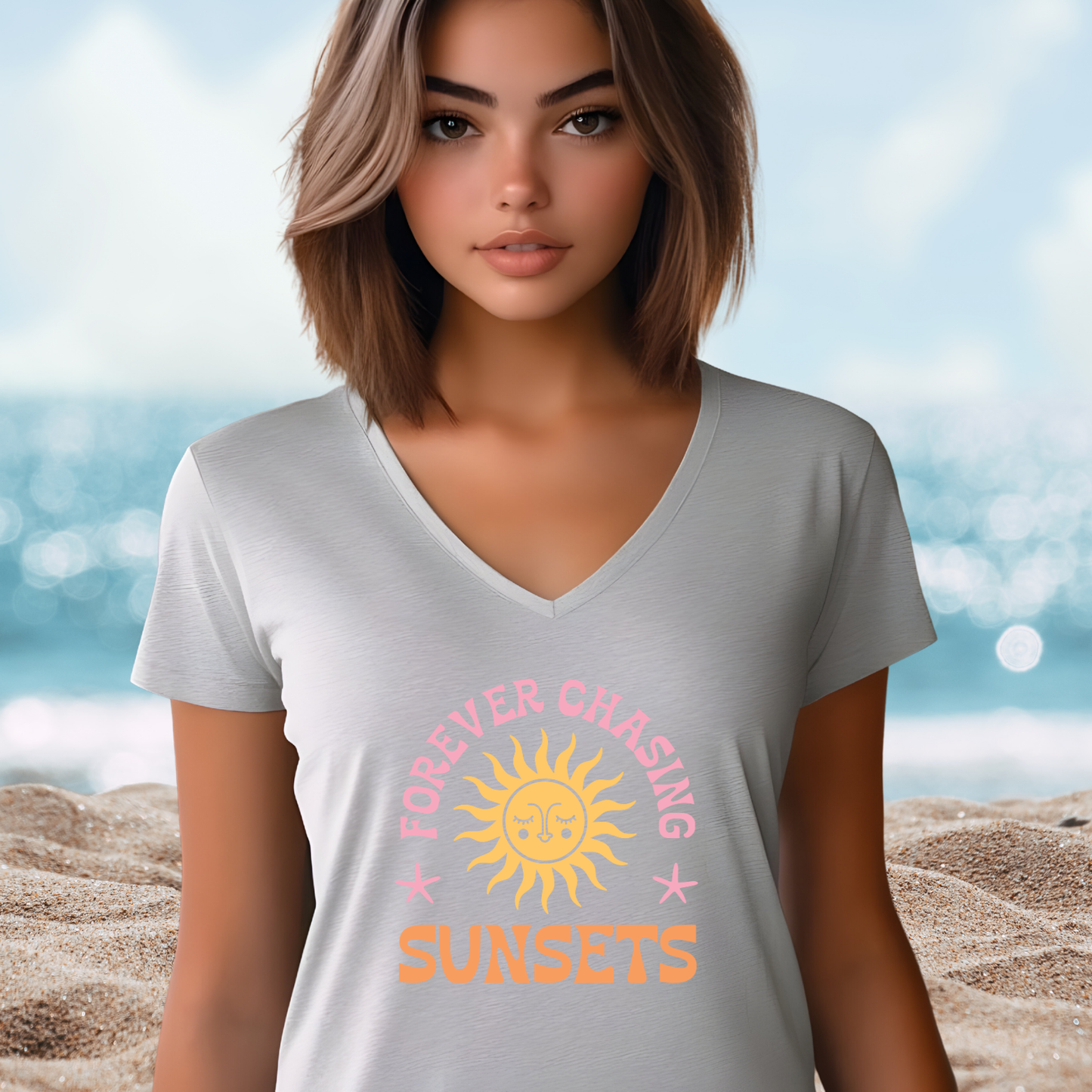 Forever Chasing Sunsets V-Neck Tee