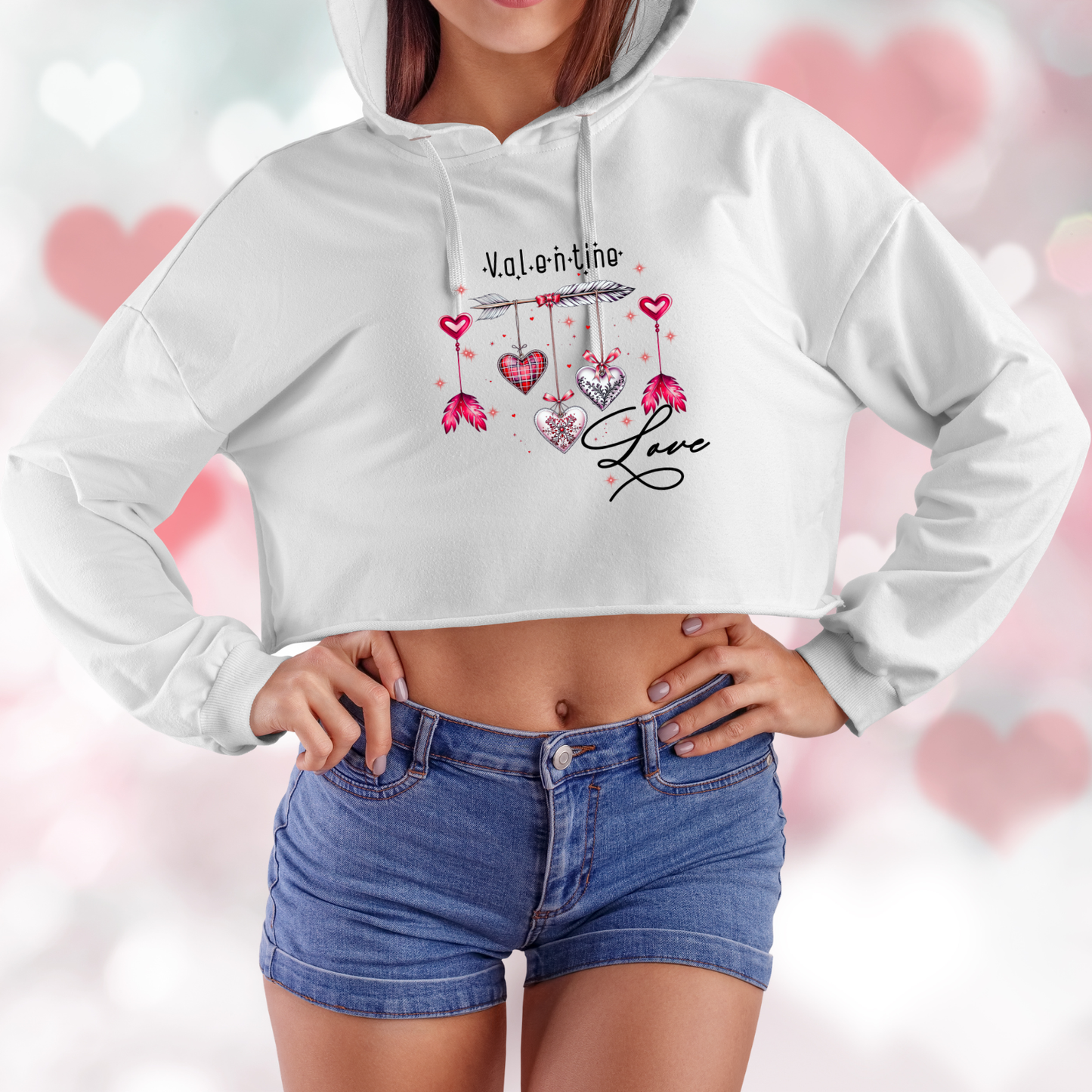Valentine Love Crop Hoodie
