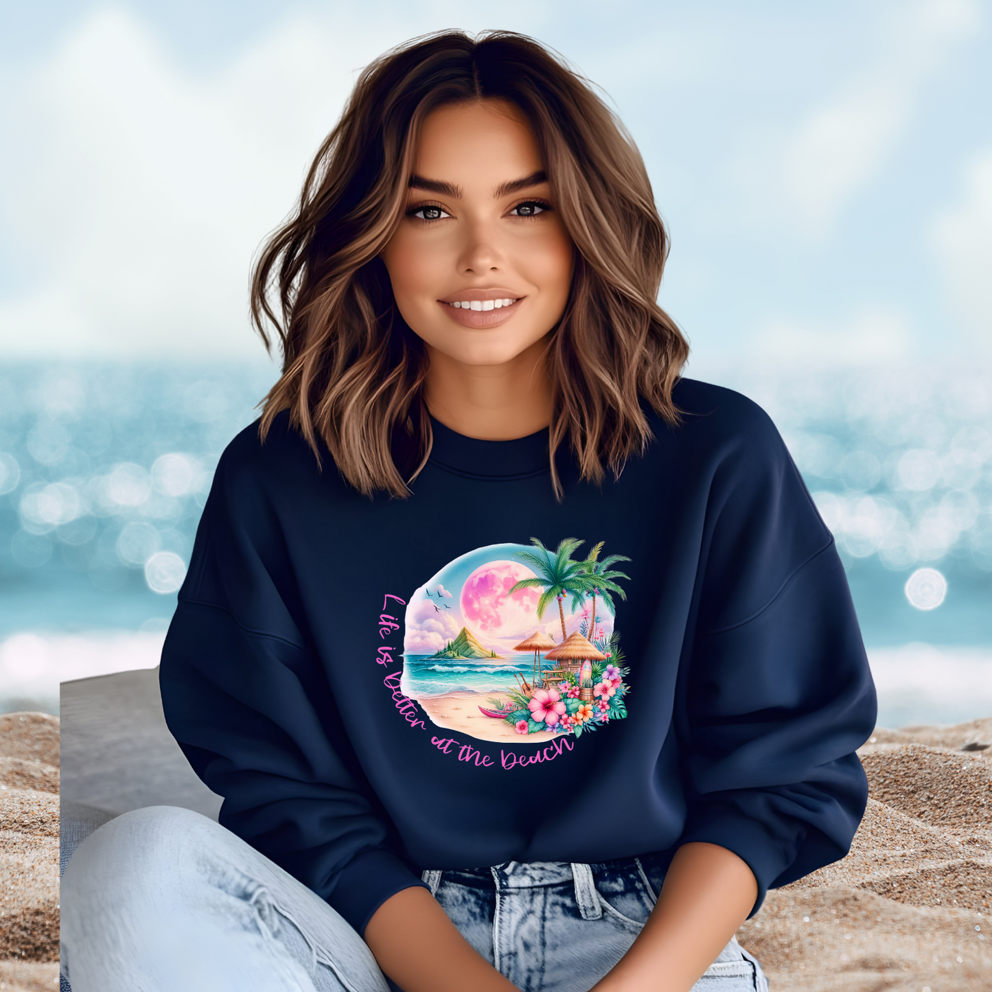 Life Is Better At The Beach Crewneck Sweatshirt