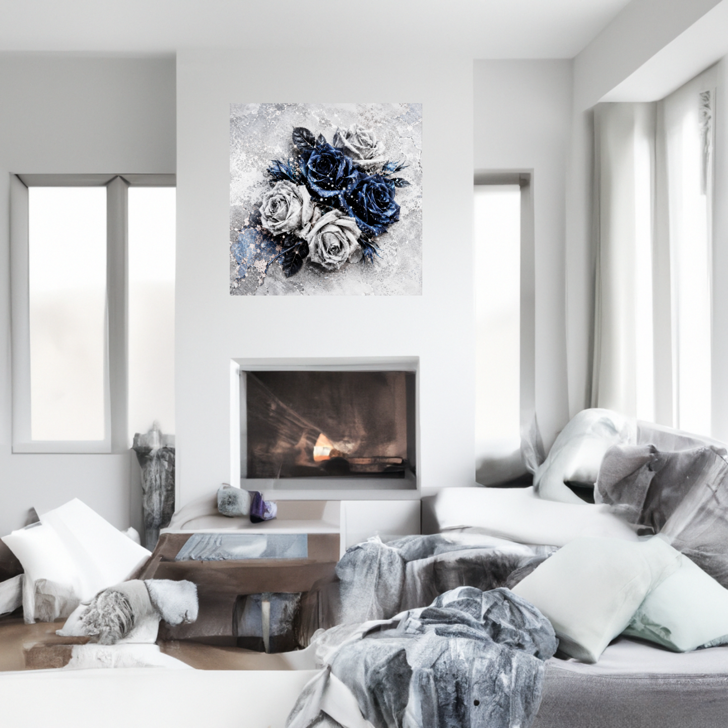 Sapphire Bloom Canvas Wall Art
