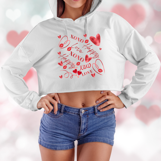Valentine Graphic Crop Hoodie