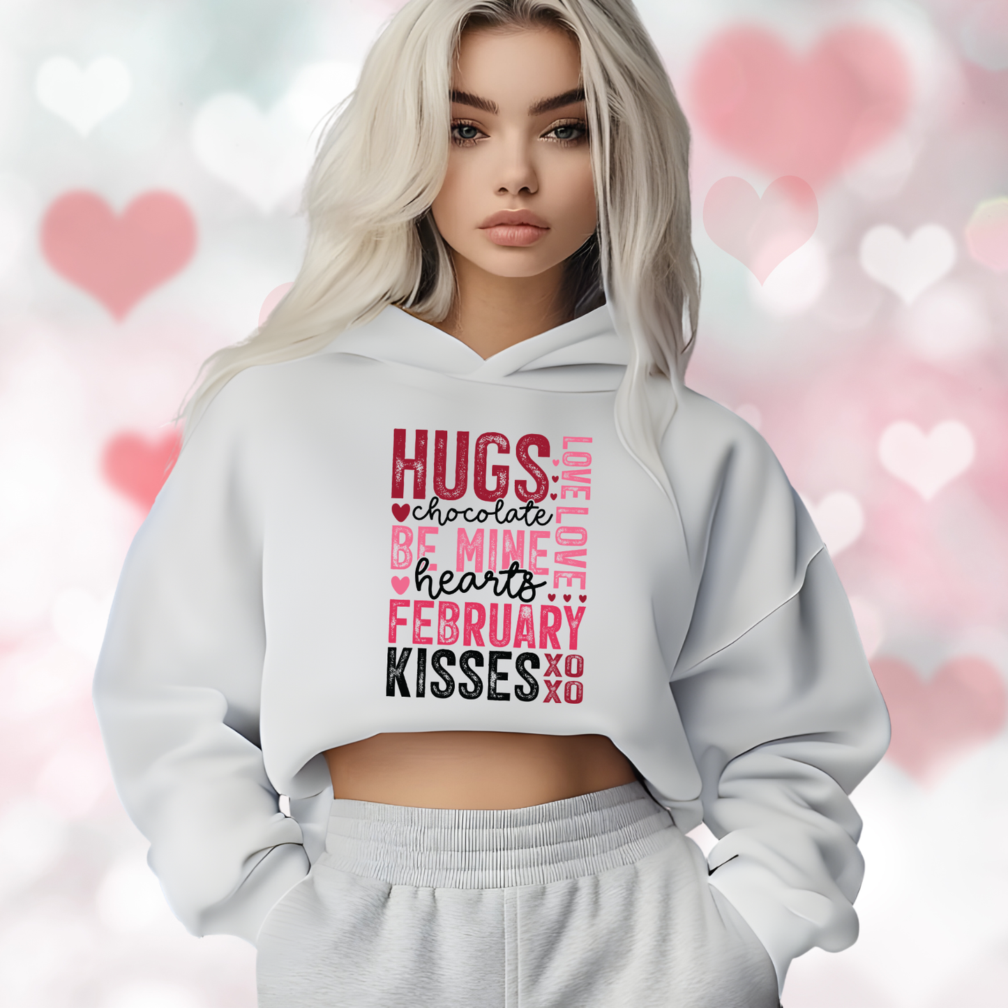 Valentine Typography Crop Hoodie