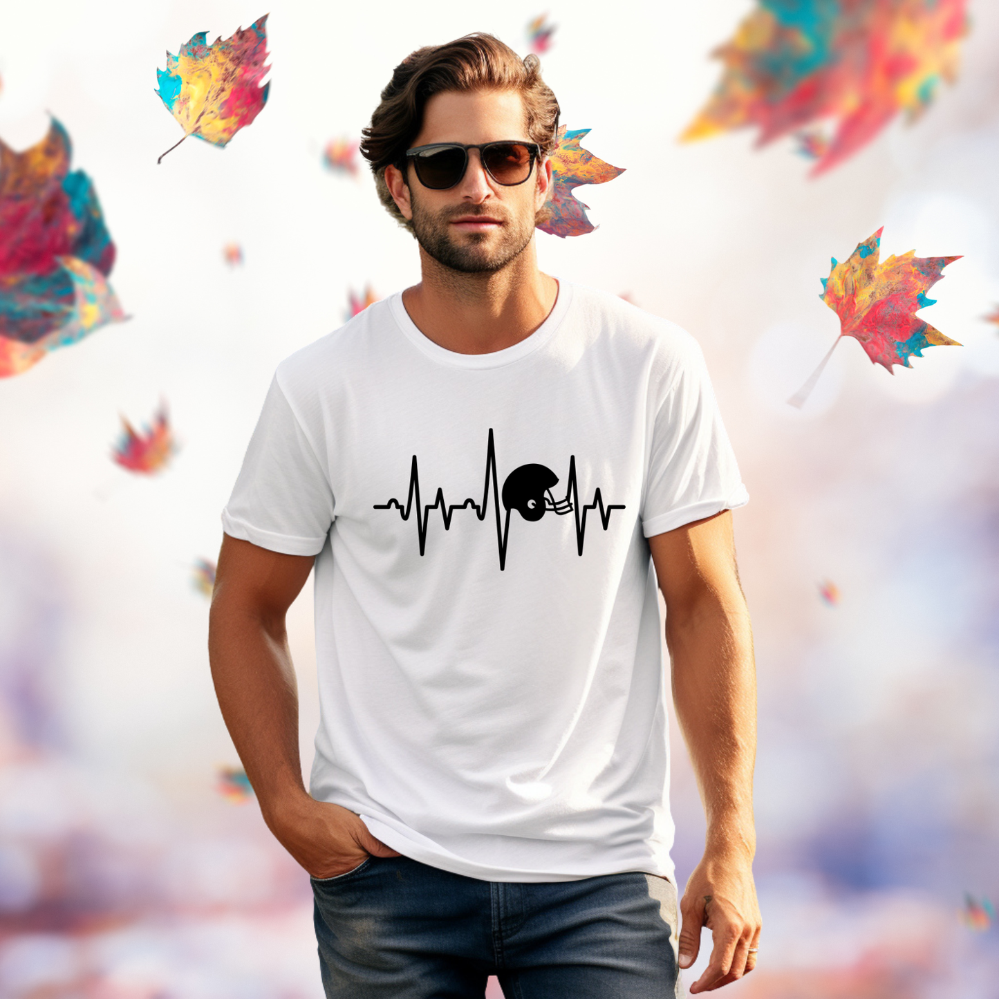 Football Helmet Heartbeat T-Shirt