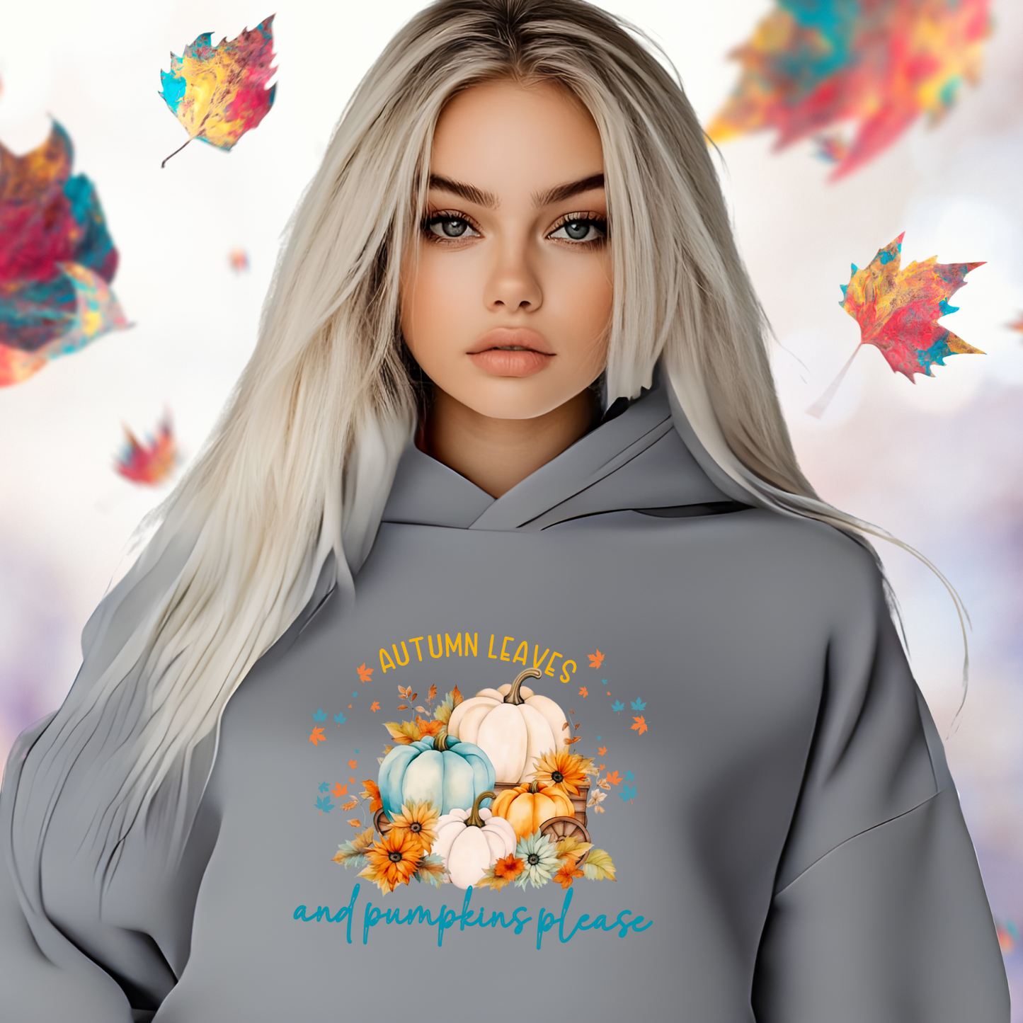 Autumn Leaves & Pumpkins Please Crop Hoodie