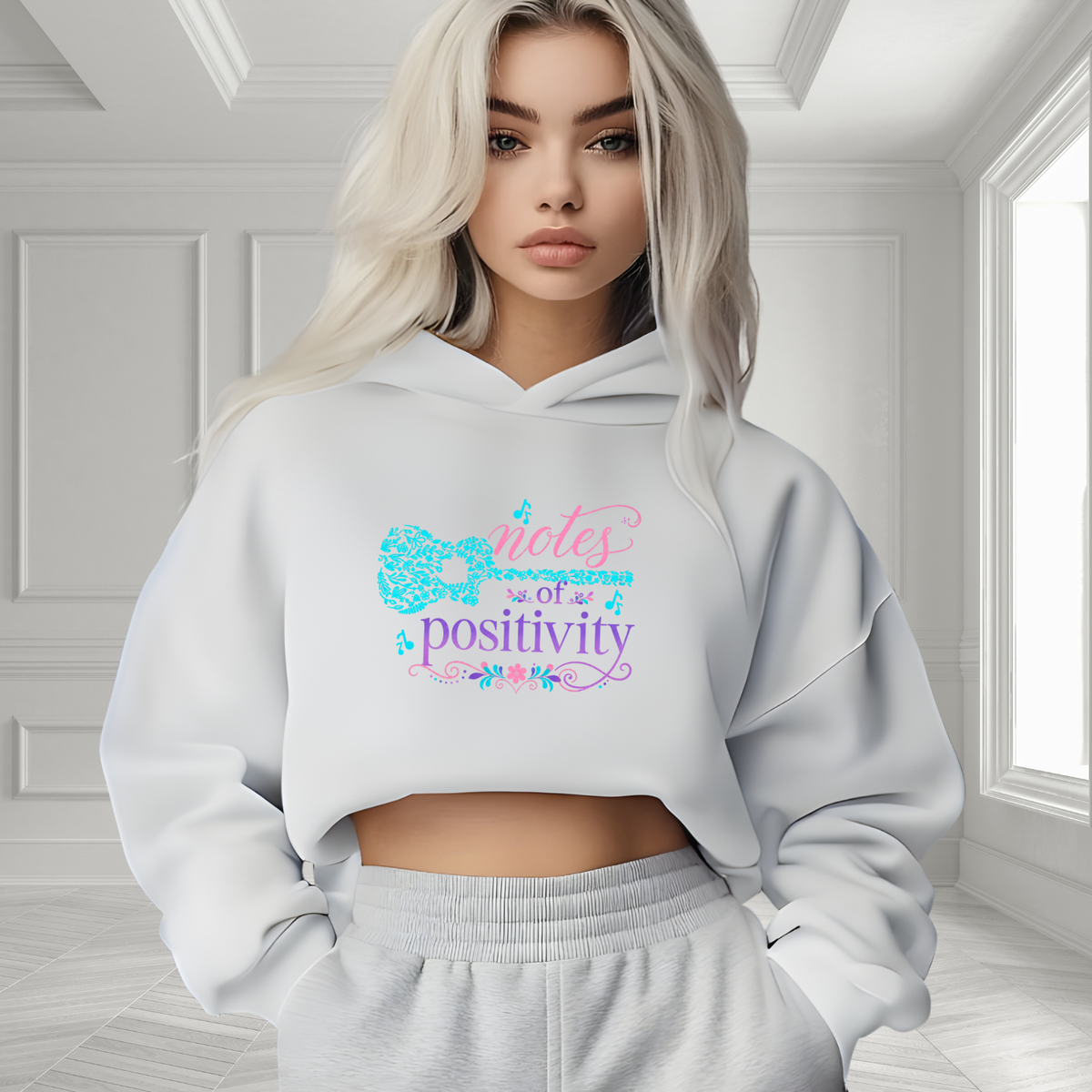 Notes Of Positivity Crop Hoodie