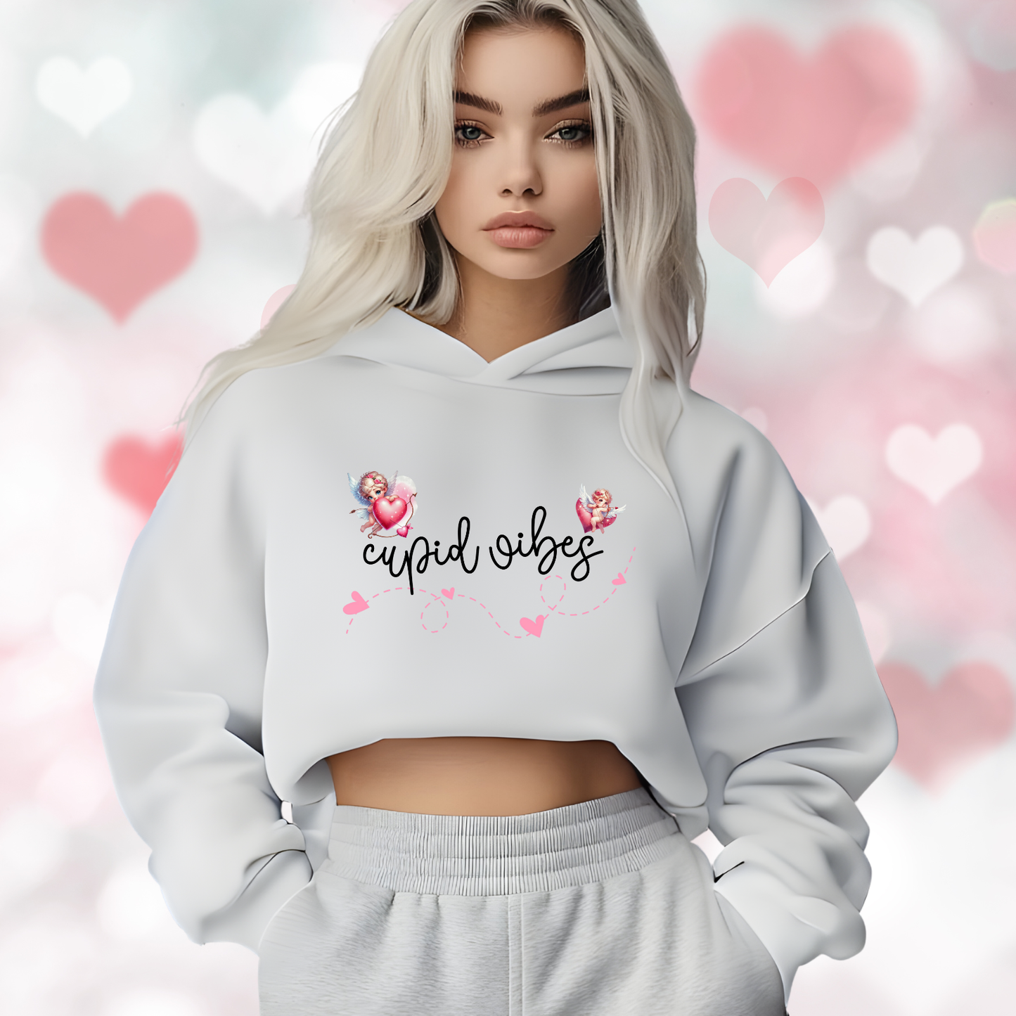 Cupid Vibes Crop Hoodie