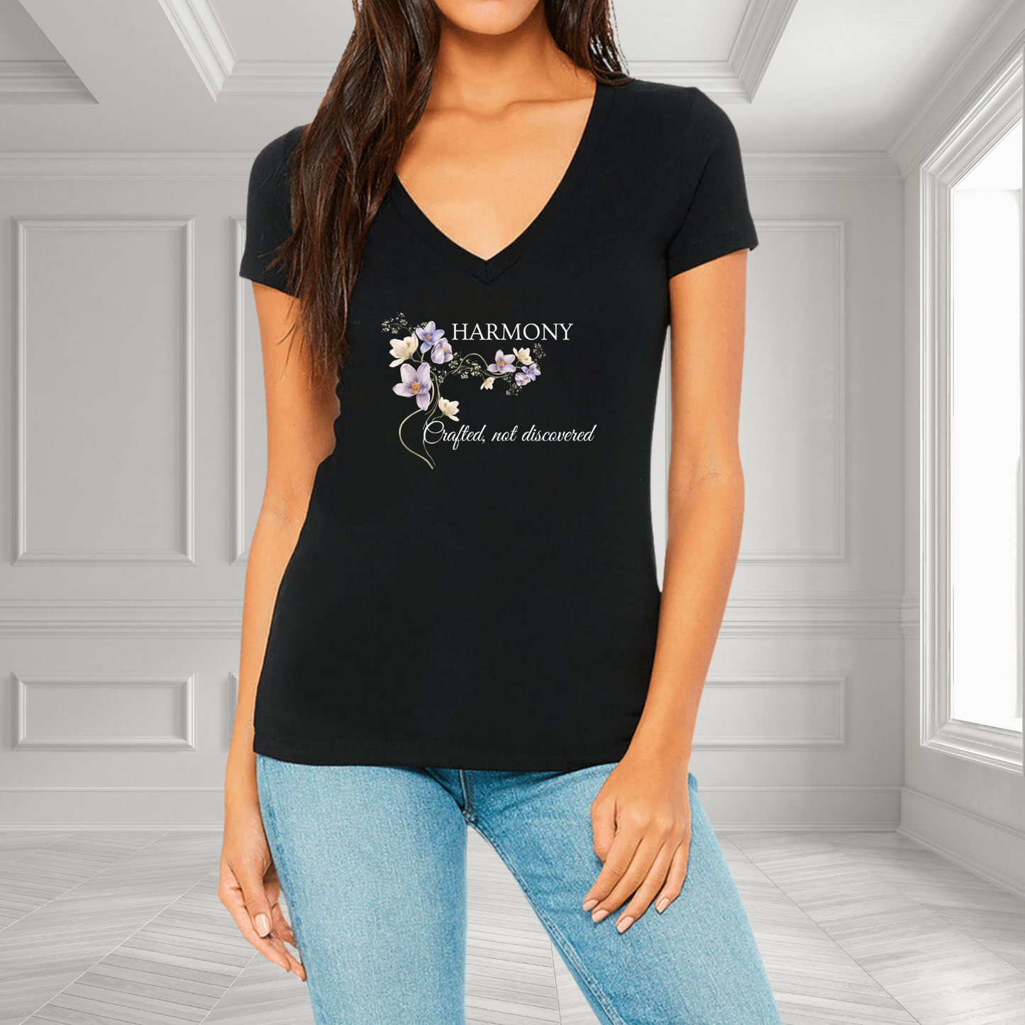 Harmony- Crafted, Not Discovered V-Neck T-Shirt