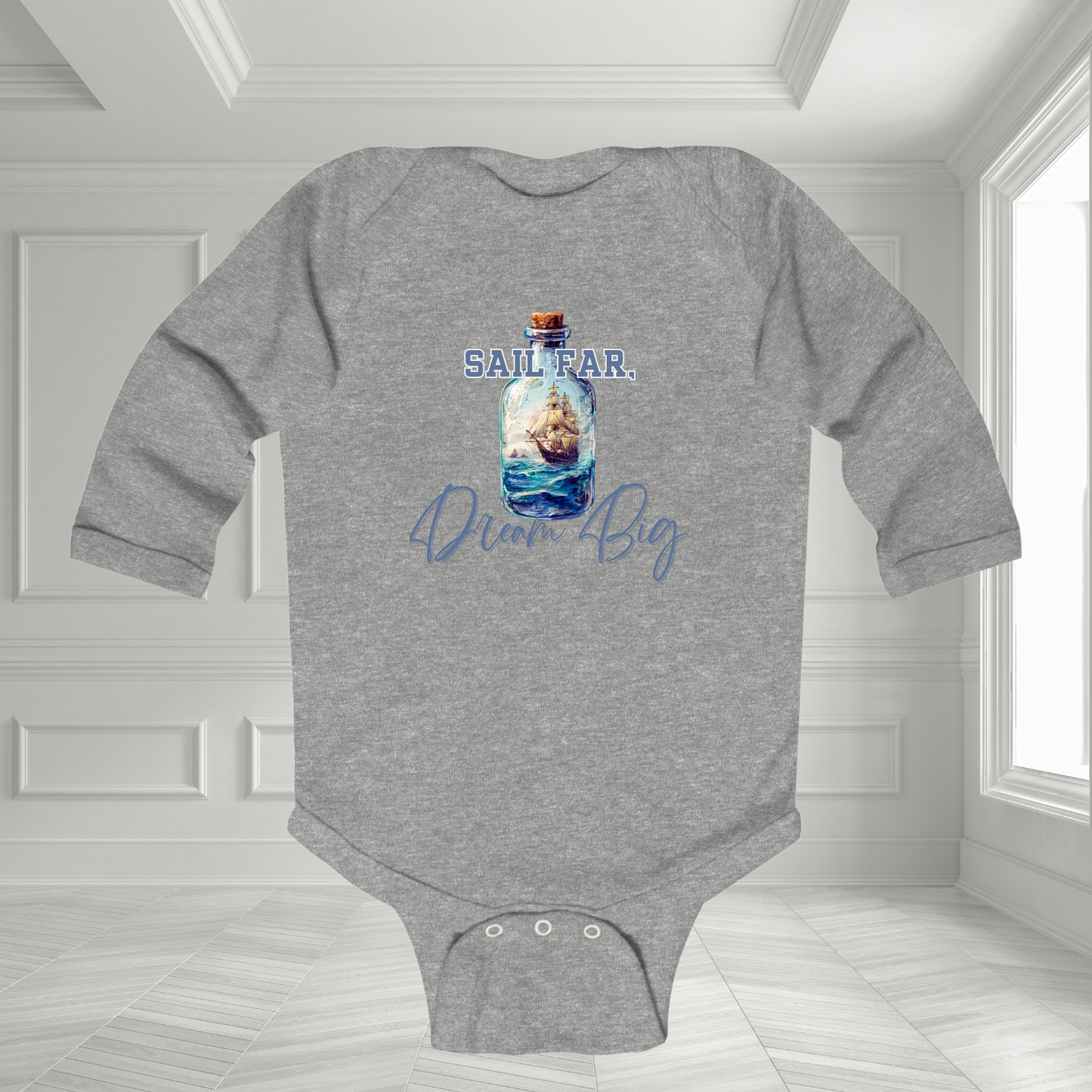 Sail Far, Dream Big Infant Long Sleeve Onesie
