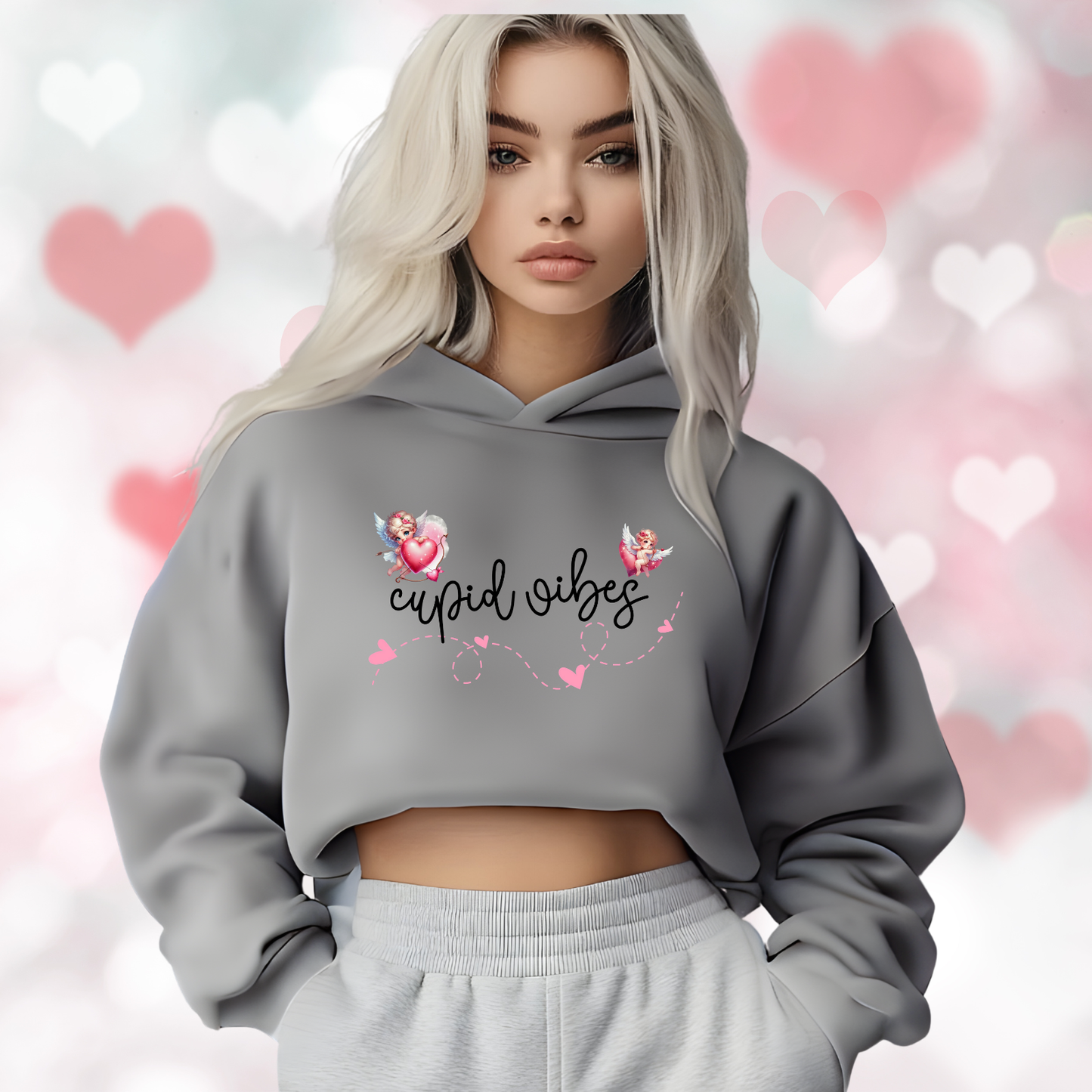 Cupid Vibes Crop Hoodie