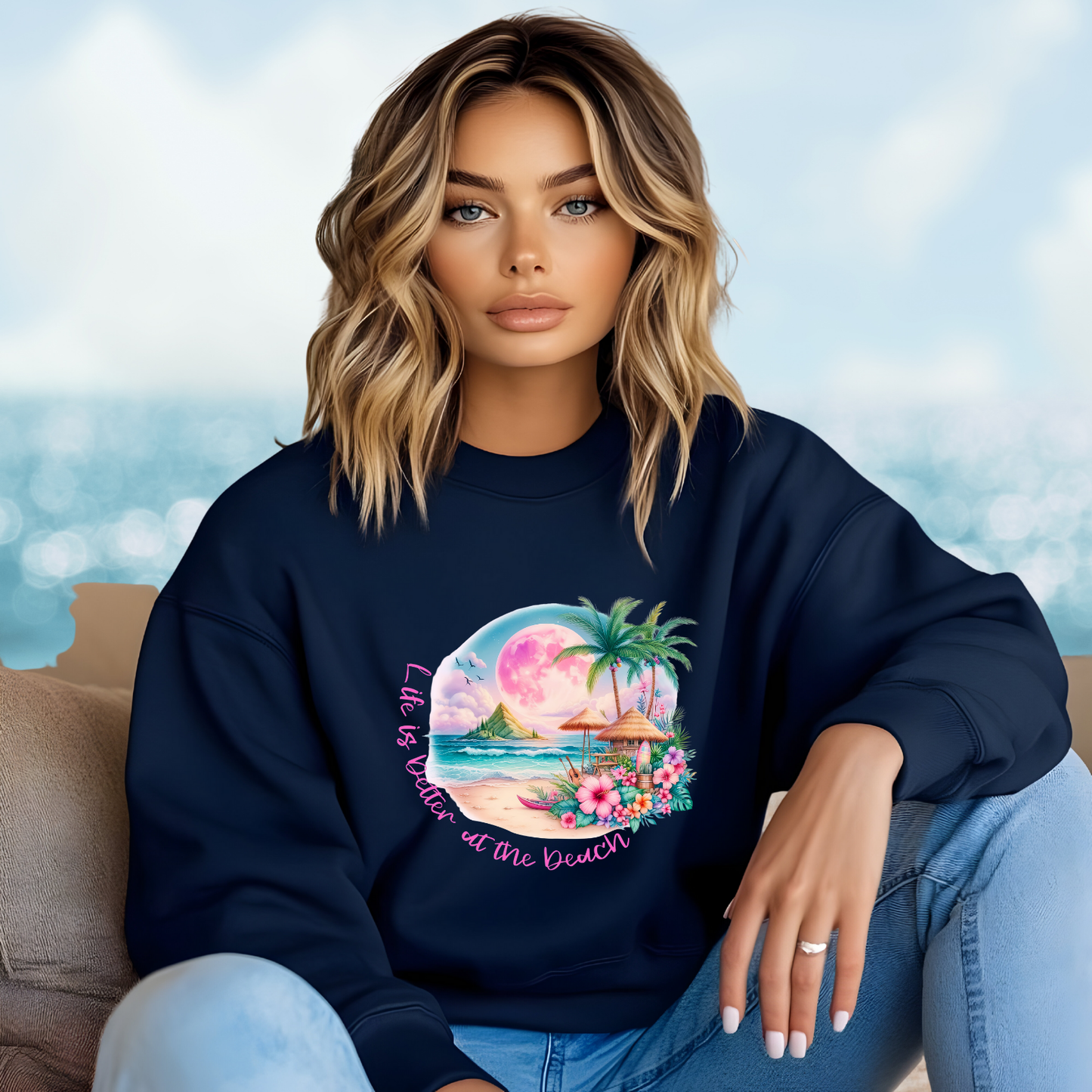 Life Is Better At The Beach Crewneck Sweatshirt