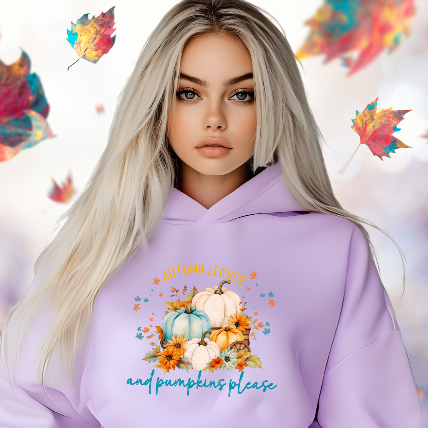 Autumn Leaves & Pumpkins Please Crop Hoodie
